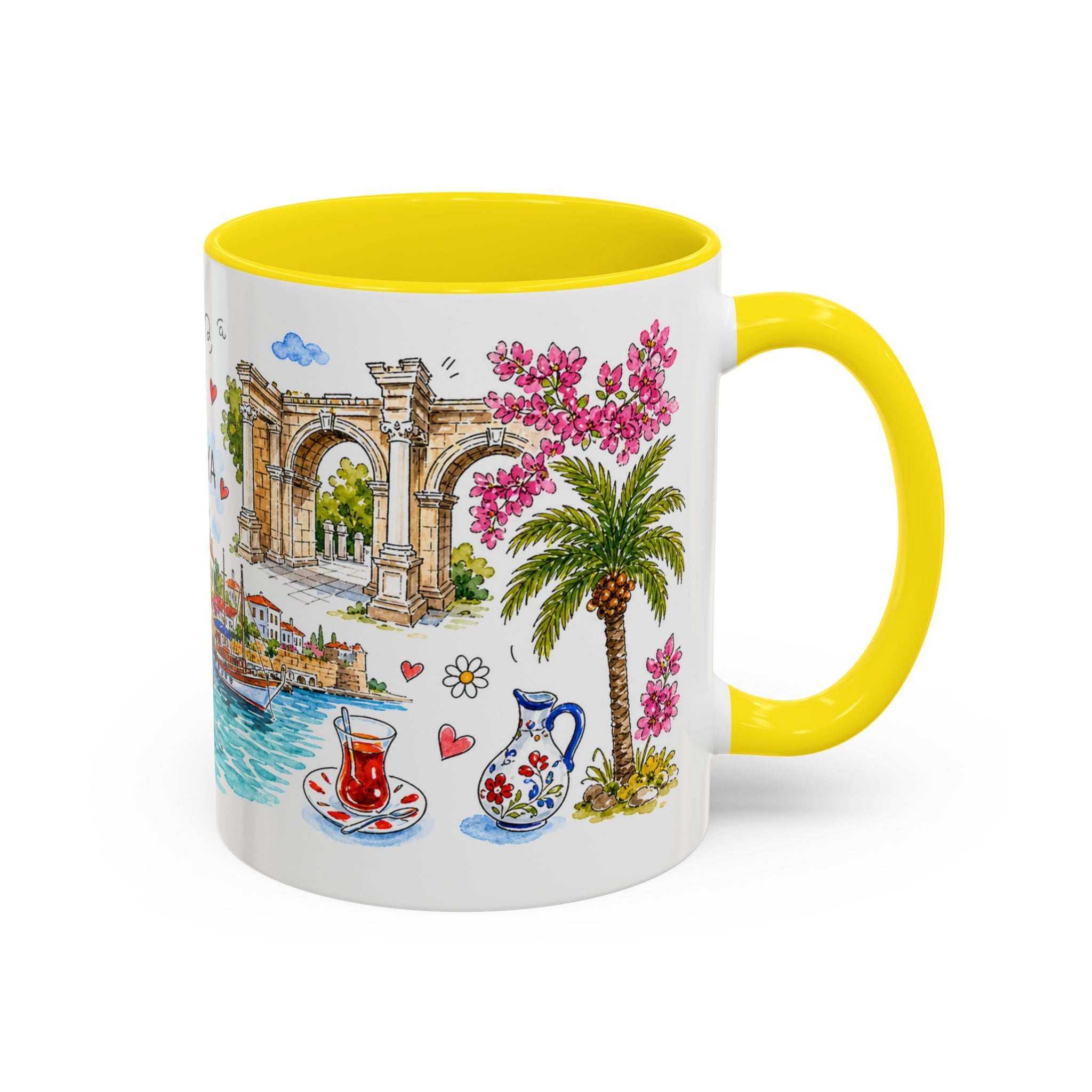Antalya Travel Mug | European City Souvenir Accent Coffee Mug | 11oz 15oz Ceramic Cup