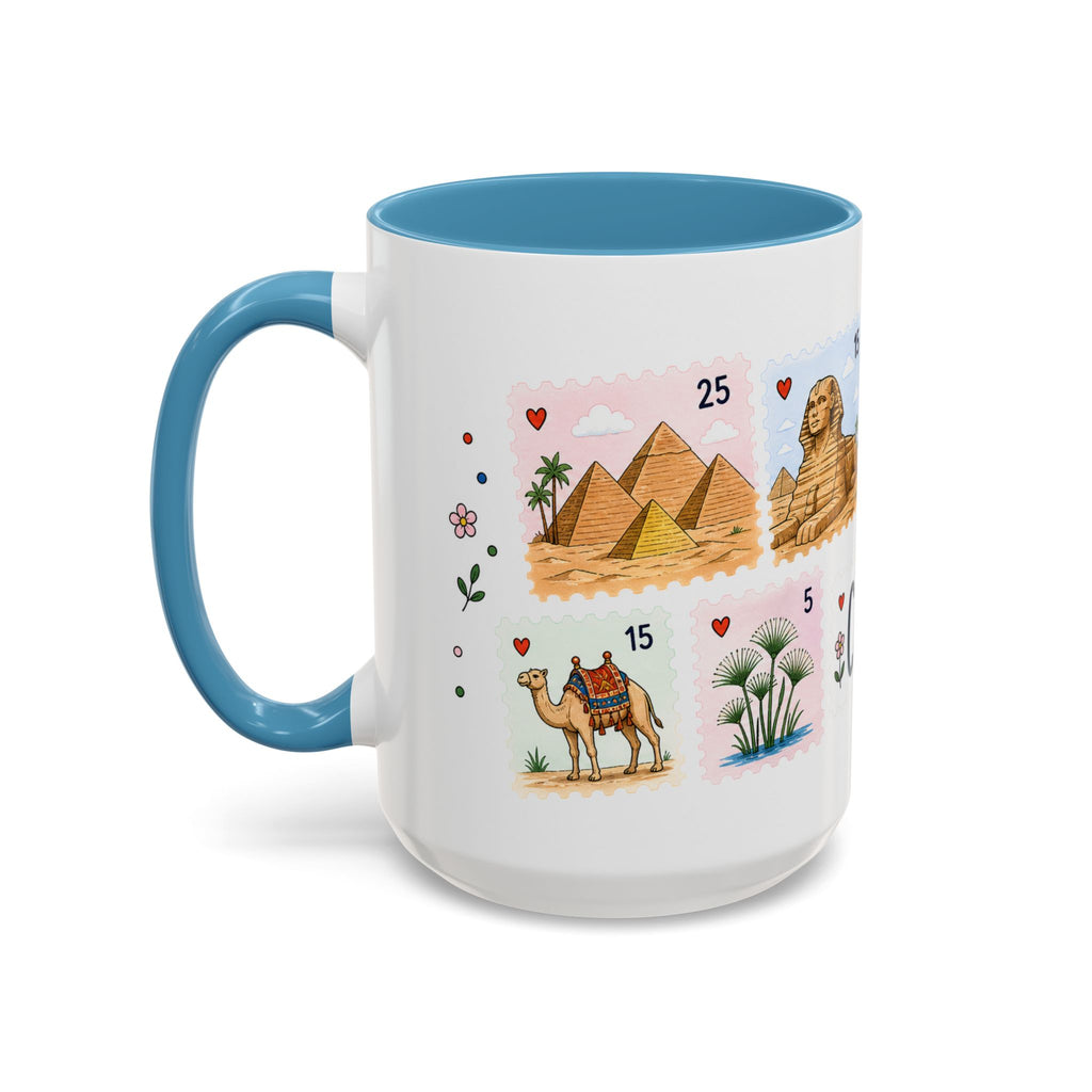 Cairo Coffee Mug | Postage Stamp Collage Mug | Travel Souvenir Accent Cup 11oz 15oz