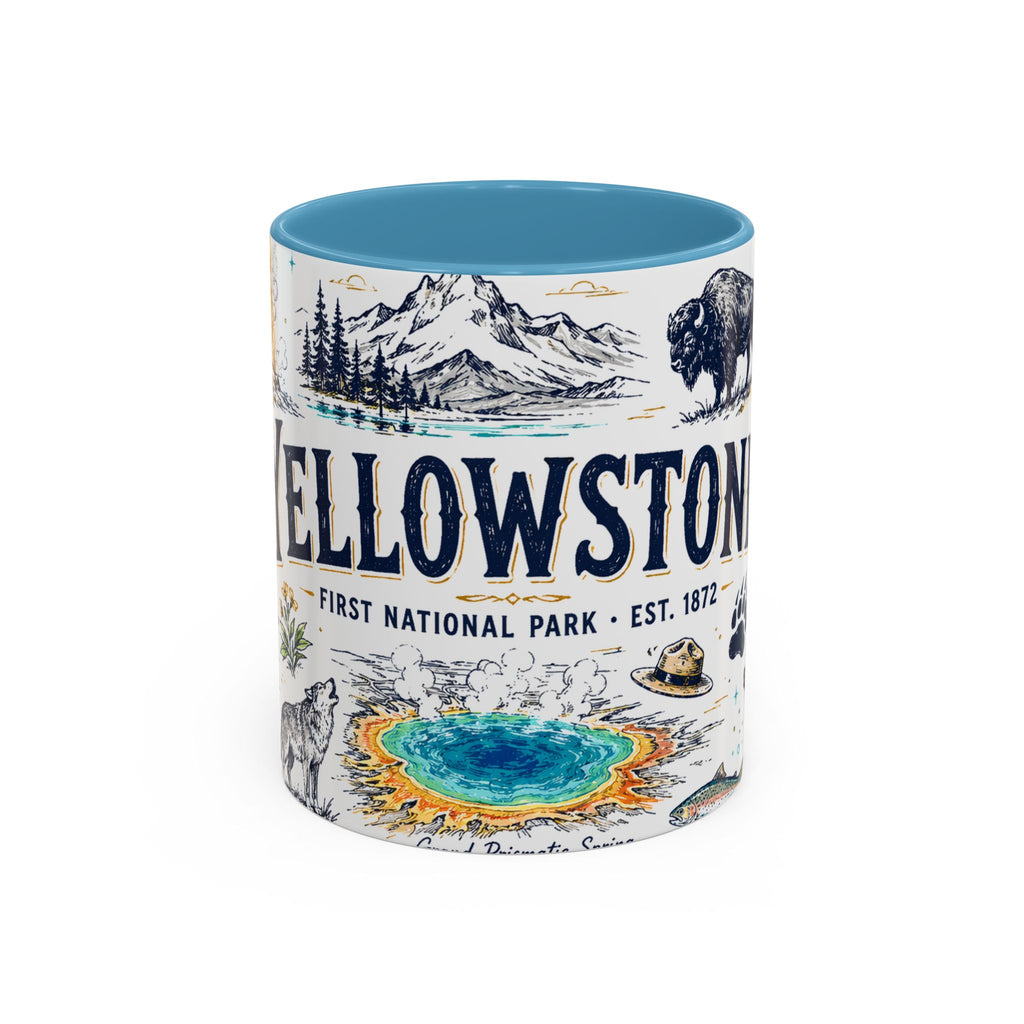 Yellowstone National Park Coffee Mug | Hiking Camping Nature Gift | Accent Color Ceramic 11oz 15oz