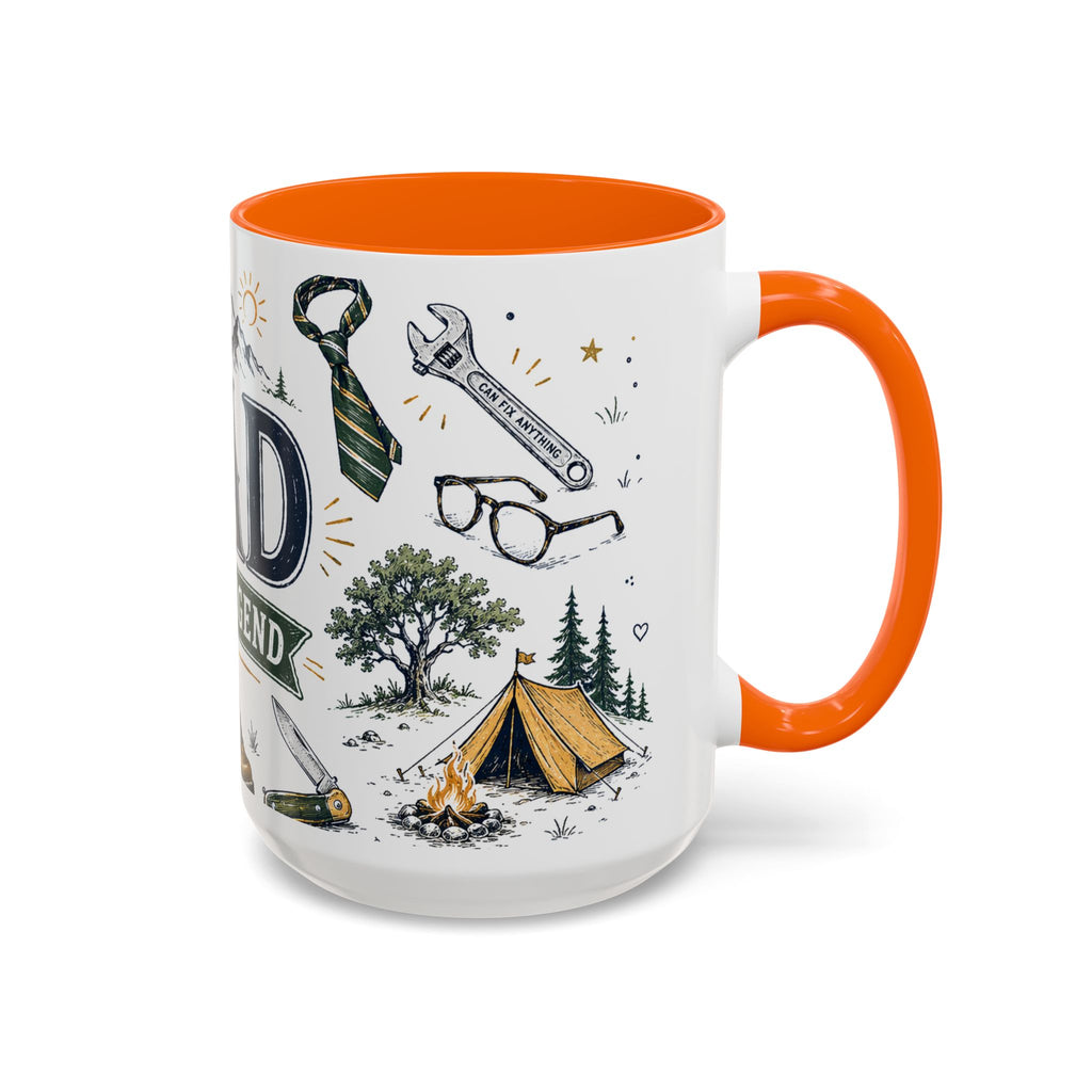 Dad The Legend Coffee Mug | Father's Day Gift for Dad | Accent Color Ceramic 11oz 15oz