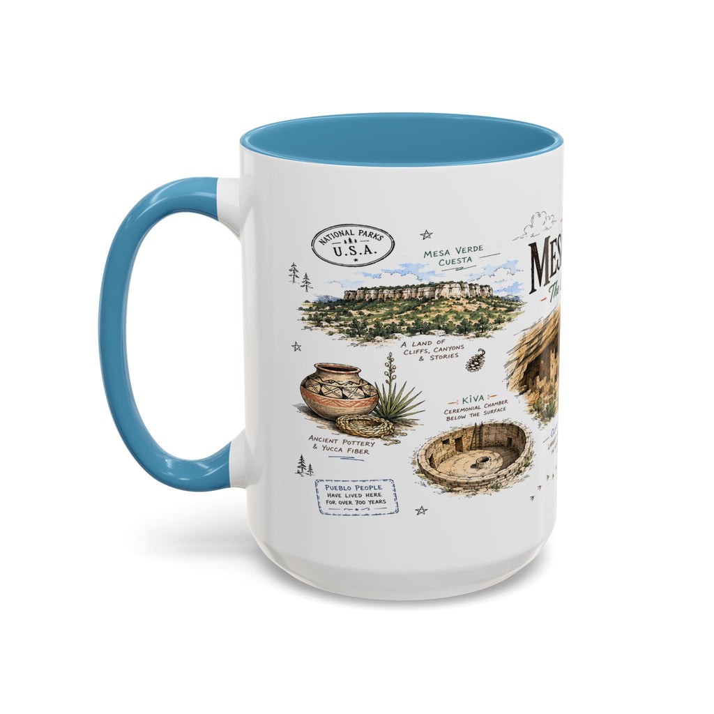 Mesa Verde National Park Coffee Mug | Colorado Ancient Cliff Dwellings Gift | Accent Color Ceramic 11oz 15oz