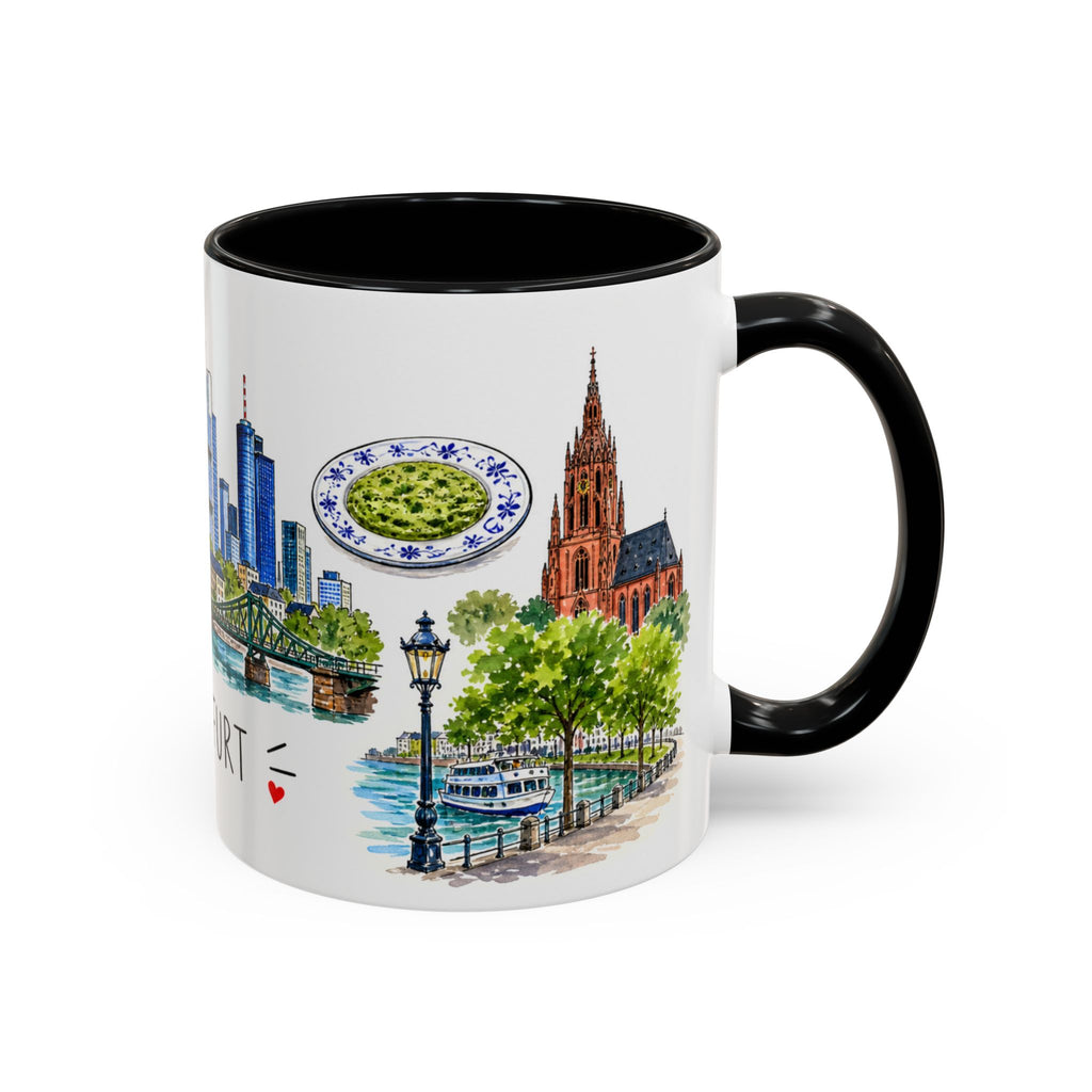 Frankfurt Illustrated Travel Mug | City Souvenir Accent Coffee Mug | 11oz 15oz Ceramic Cup