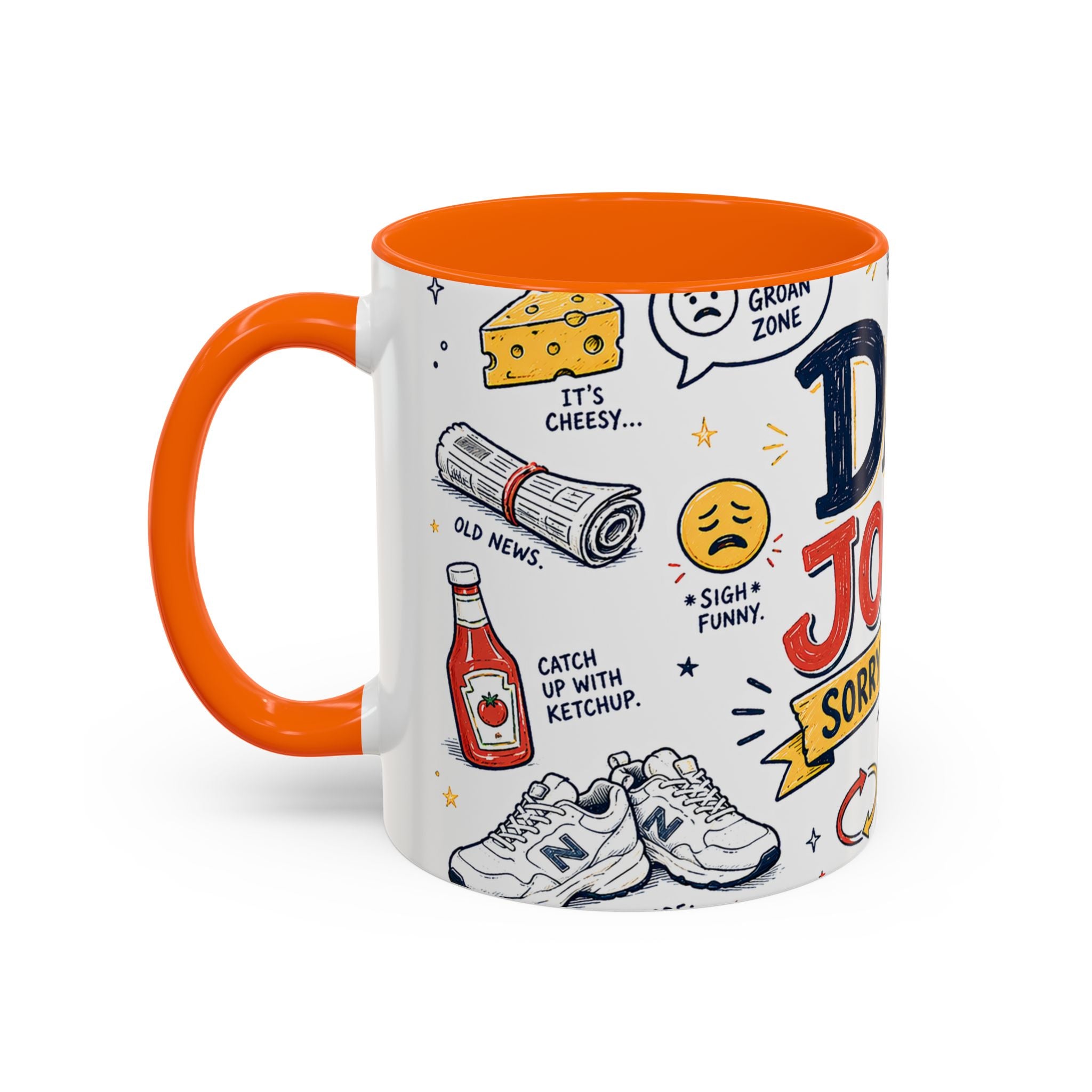Dad Jokes Sorry Not Sorry Coffee Mug | Father's Day Gift for Dad | Accent Color Ceramic 11oz 15oz