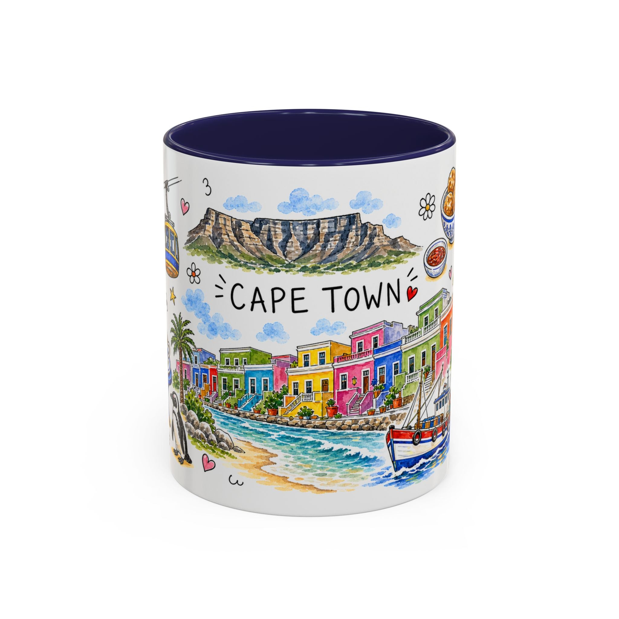 Cape Town Illustrated Travel Mug | City Souvenir Accent Coffee Mug | 11oz 15oz Ceramic Cup