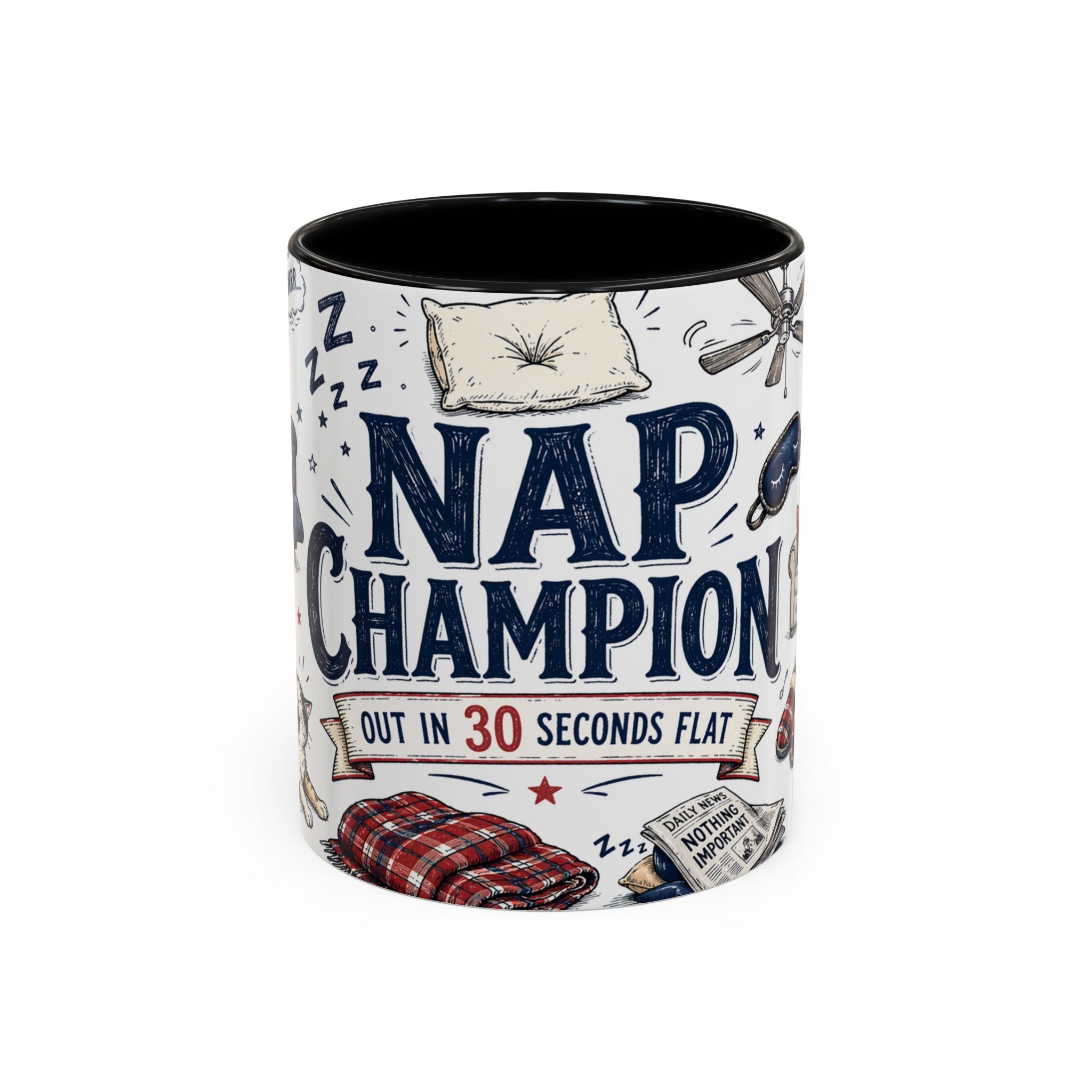 Nap Champion Coffee Mug | Father's Day Gift for Dad | Accent Color Ceramic 11oz 15oz