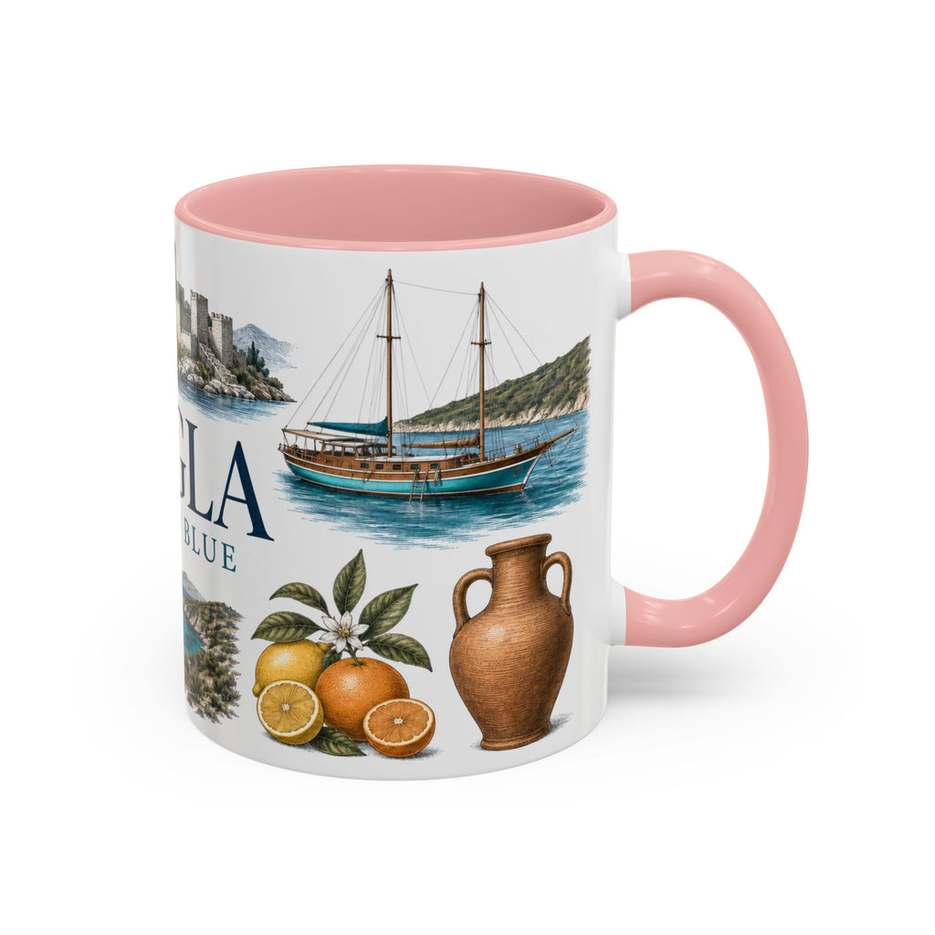Mugla Coffee Mug | Turkey Travel Souvenir | Vintage Illustrated City Gift | 11 oz 15 oz Accent Mug