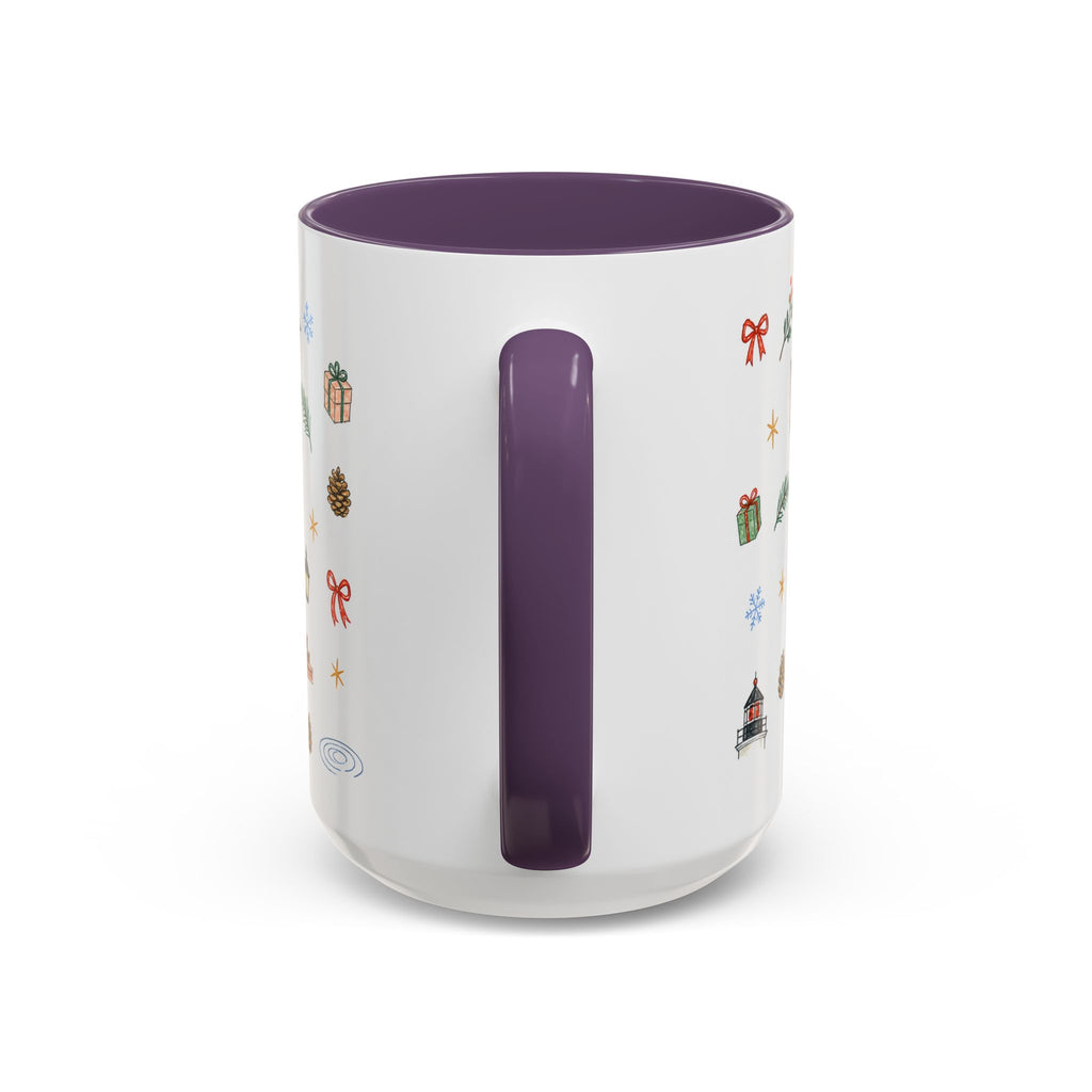 Boston Christmas Mug | Watercolor Travel Souvenir | Holiday Gift | Accent Ceramic Coffee Cup 11oz 15oz