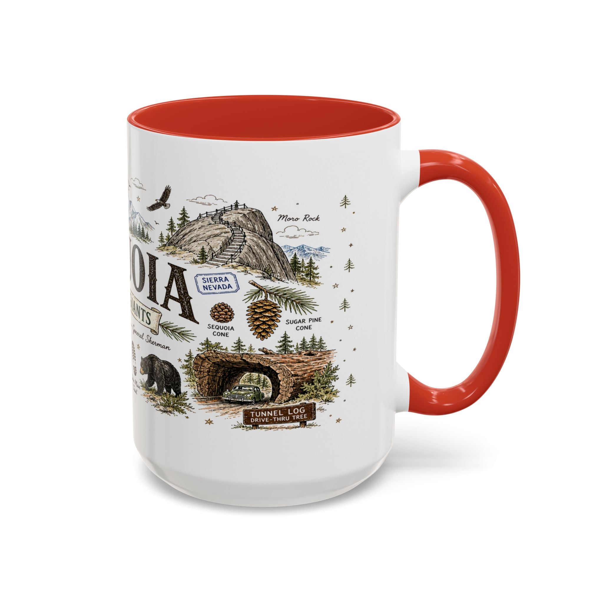 Sequoia Coffee Mug | National Park Hiking California Gift | Accent Color Ceramic 11oz 15oz