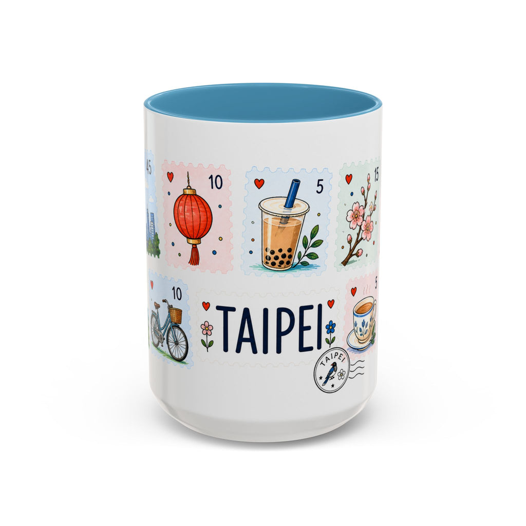 Taipei Coffee Mug | Postage Stamp Collage Mug | Travel Souvenir Accent Cup 11oz 15oz