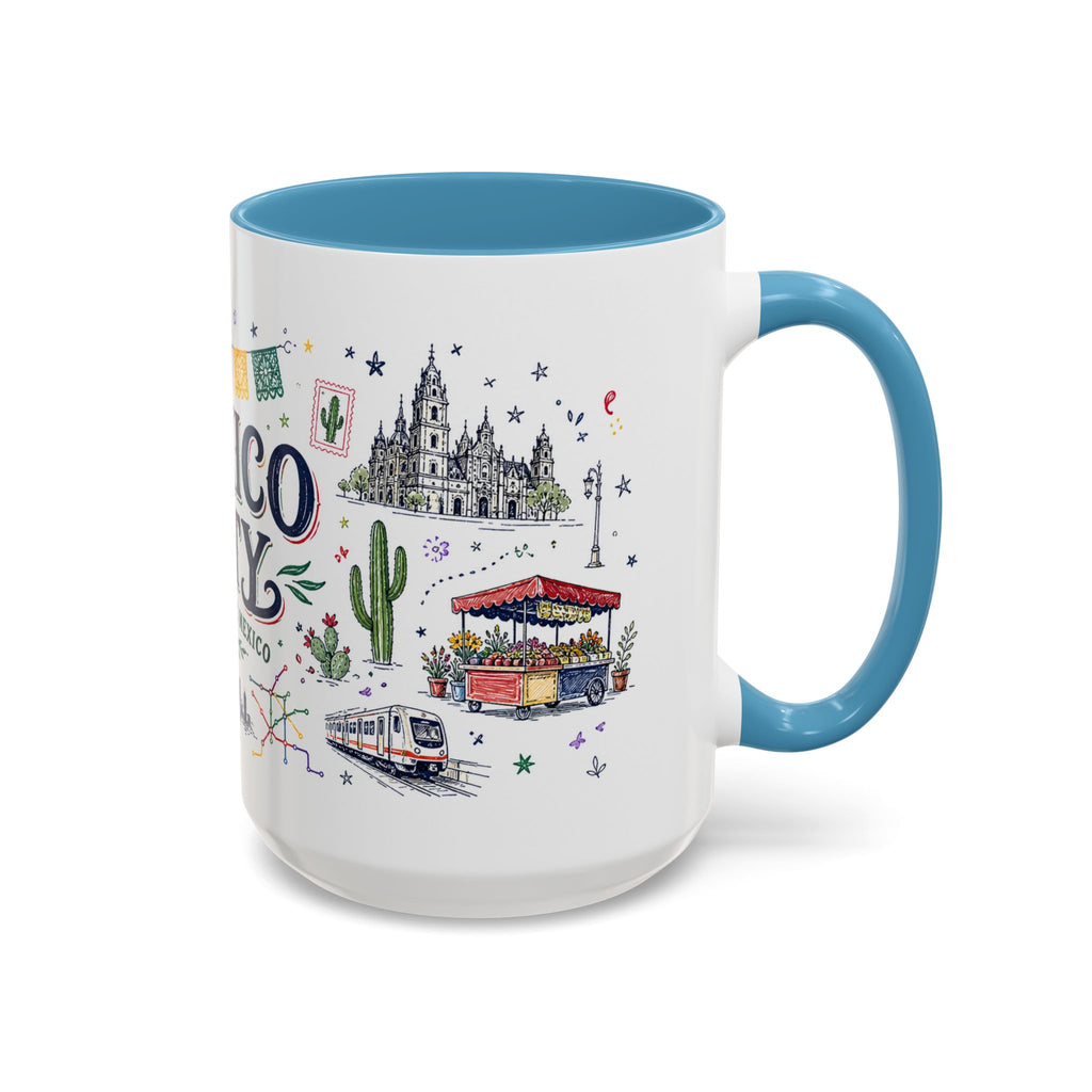 Mexico City Coffee Mug | Mexico Souvenir Travel Gift | Accent Color Ceramic 11oz 15oz