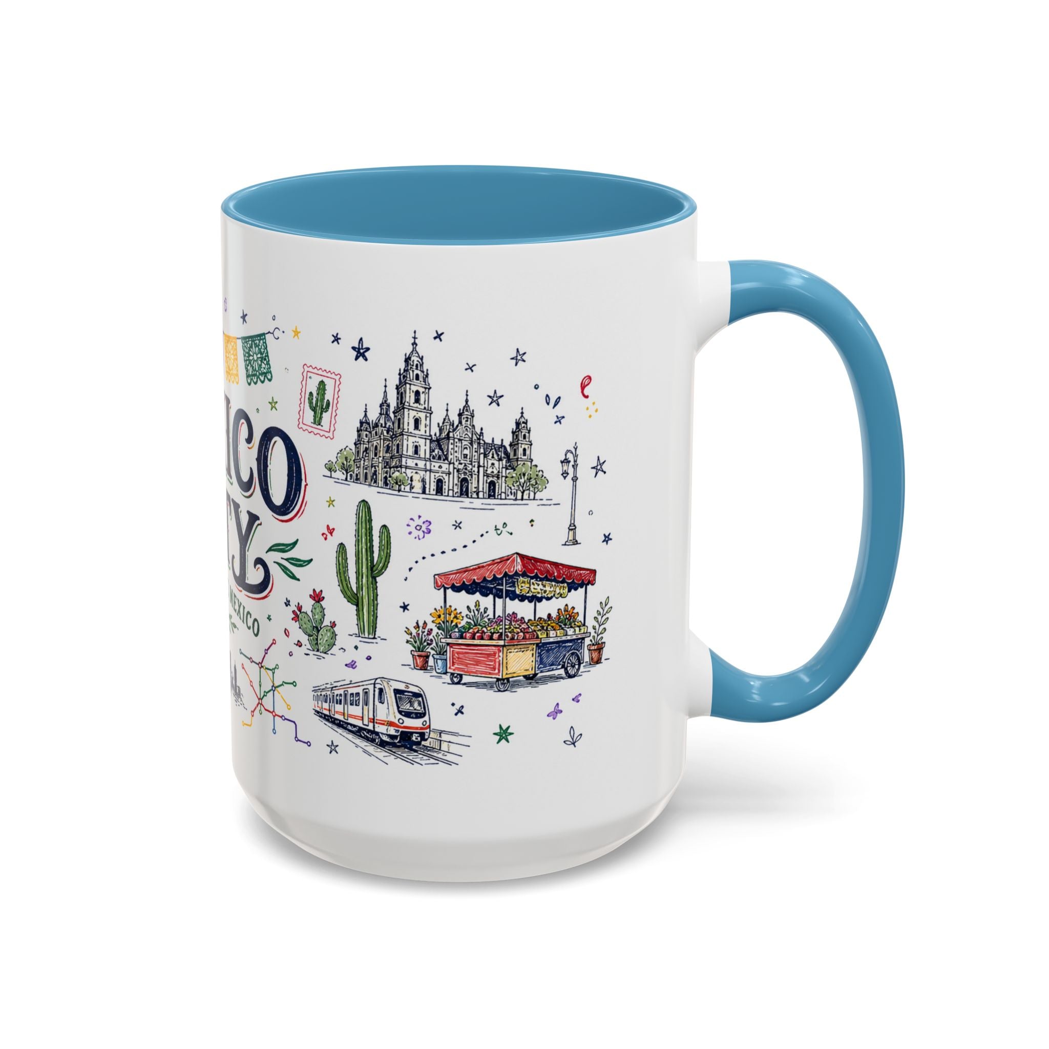 Mexico City Coffee Mug | Mexico Souvenir Travel Gift | Accent Color Ceramic 11oz 15oz