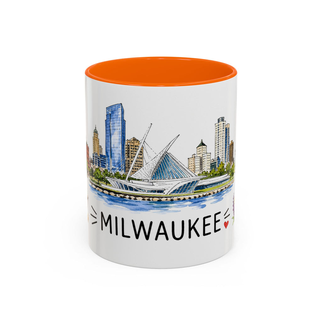 Milwaukee Illustrated Travel Mug | City Souvenir Accent Coffee Mug | 11oz 15oz Ceramic Cup