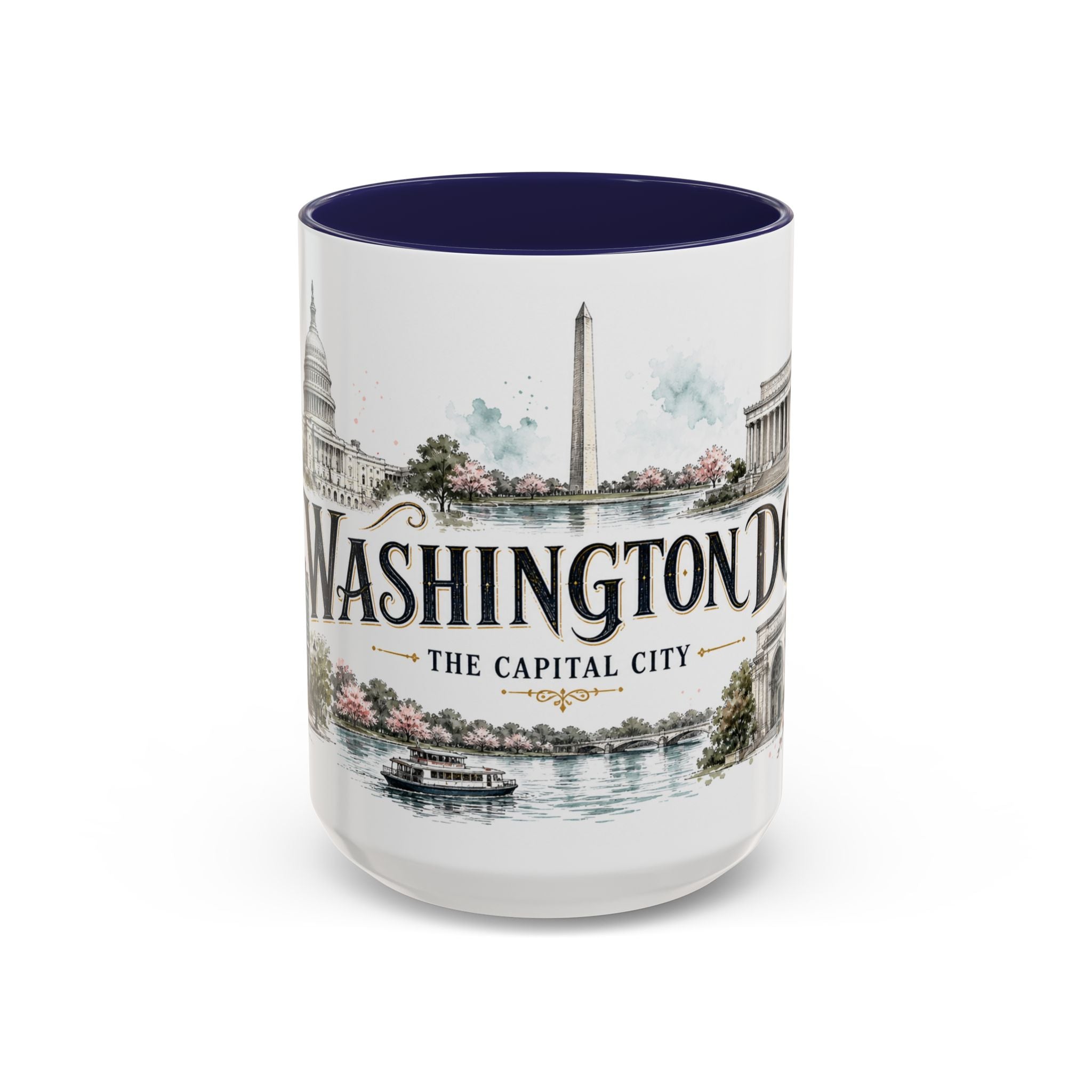 Washington DC Coffee Mug | United States Travel Souvenir | Vintage Illustrated City Gift | 11 oz 15 oz Accent Mug