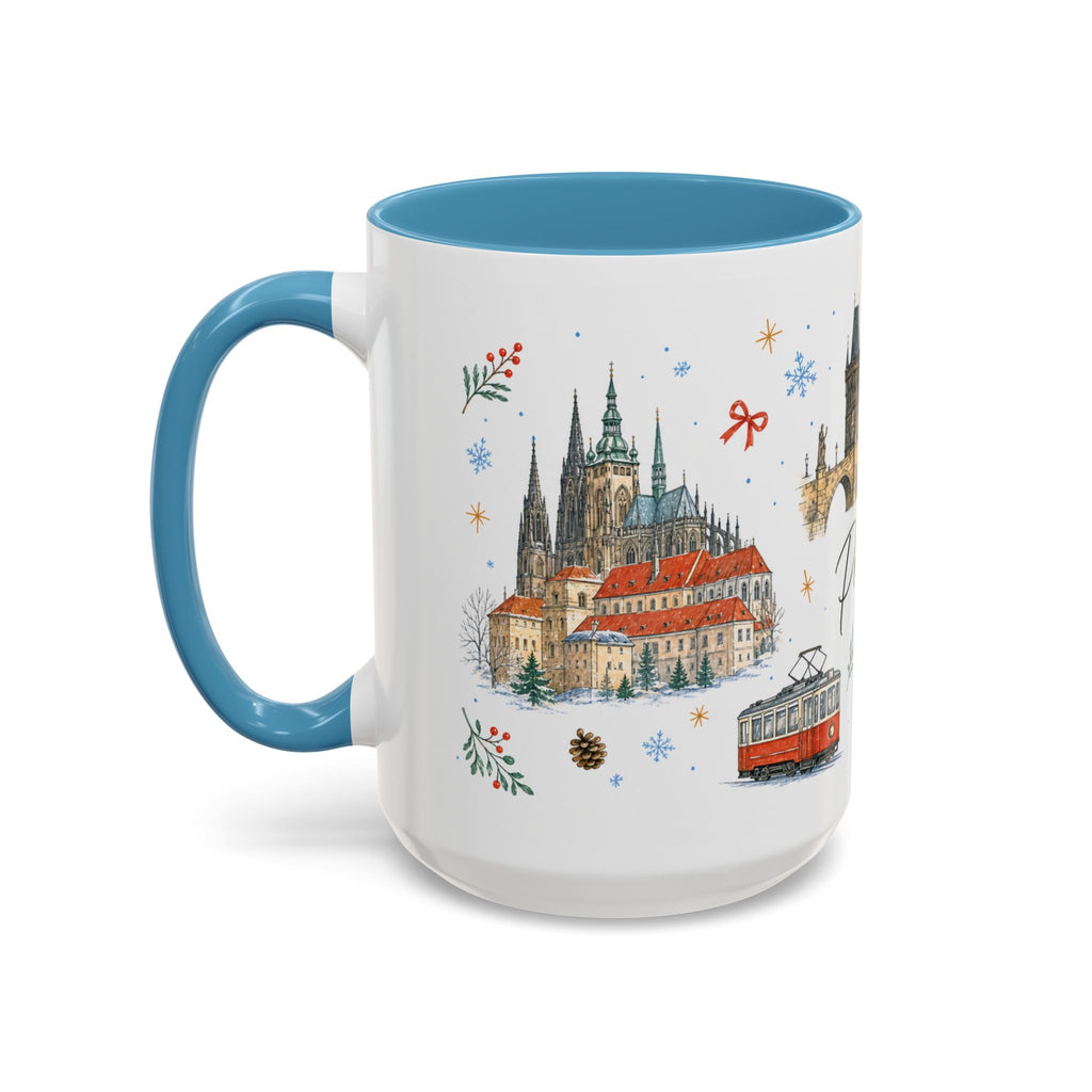 Prague Christmas Mug | Watercolor Travel Souvenir | Holiday Gift | Accent Ceramic Coffee Cup 11oz 15oz
