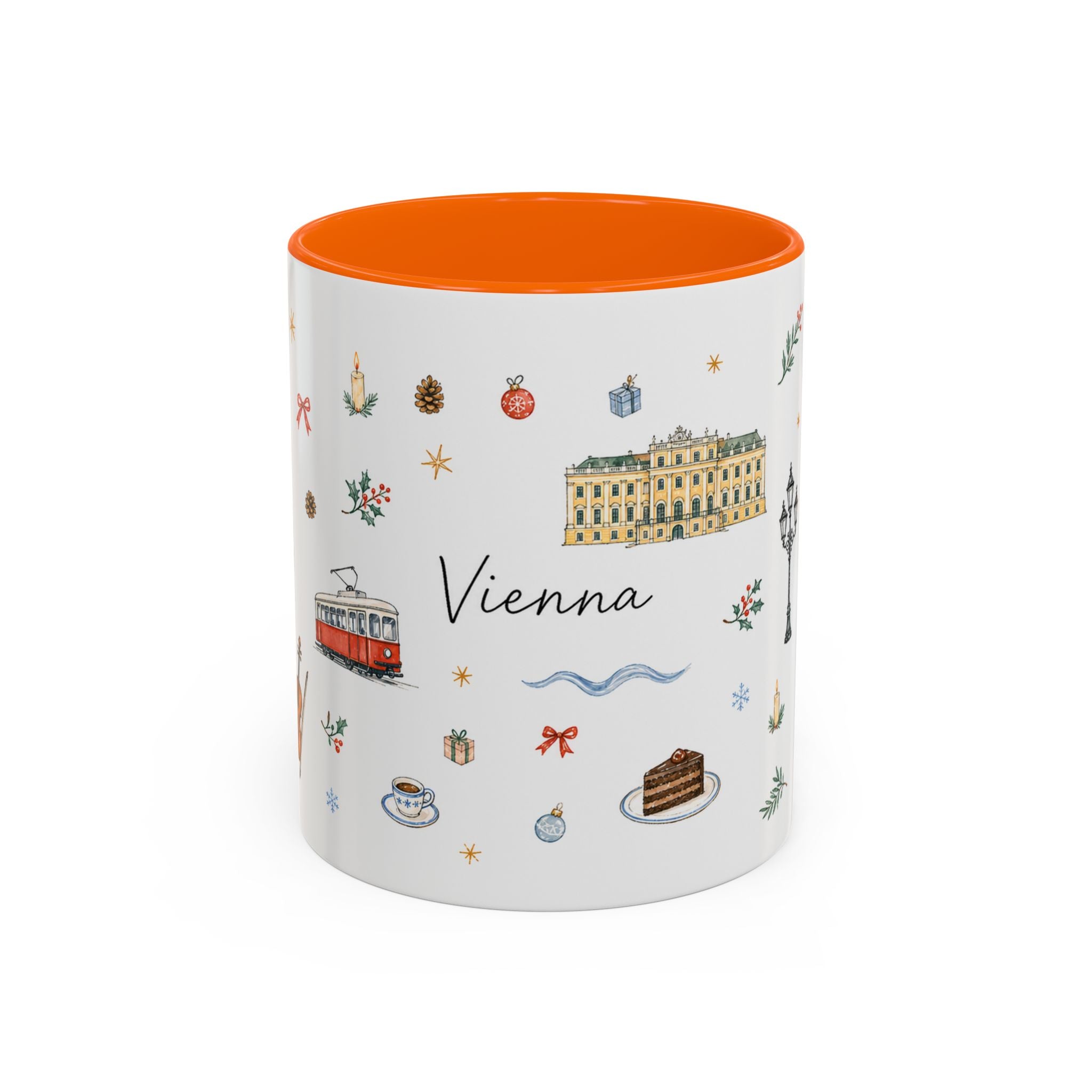 Vienna Christmas Mug | Watercolor Travel Souvenir | Holiday Gift | Accent Ceramic Coffee Cup 11oz 15oz