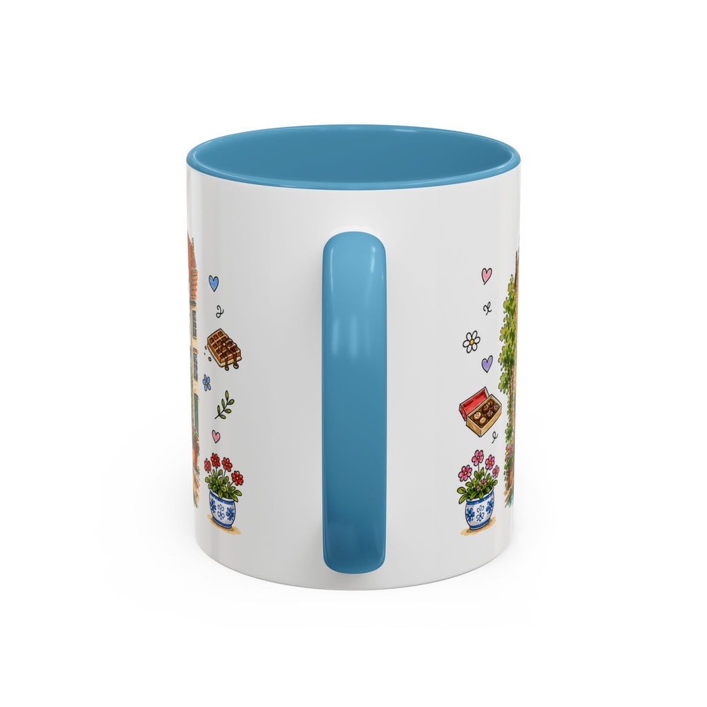 Bruges Illustrated Travel Mug | Belgium Souvenir Accent Coffee Mug | 11oz 15oz Ceramic Cup