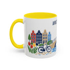 Amsterdam Coffee Mug | Netherlands Travel Souvenir | Porcelain Decal City Gift | 11oz 15oz Accent Mug