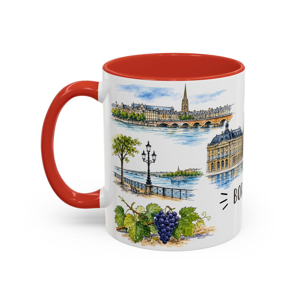 Bordeaux Illustrated Travel Mug | City Souvenir Accent Coffee Mug | 11oz 15oz Ceramic Cup