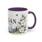 Michigan State Map Mug | Botanical Accents, Lakes Art | Homesick Gift