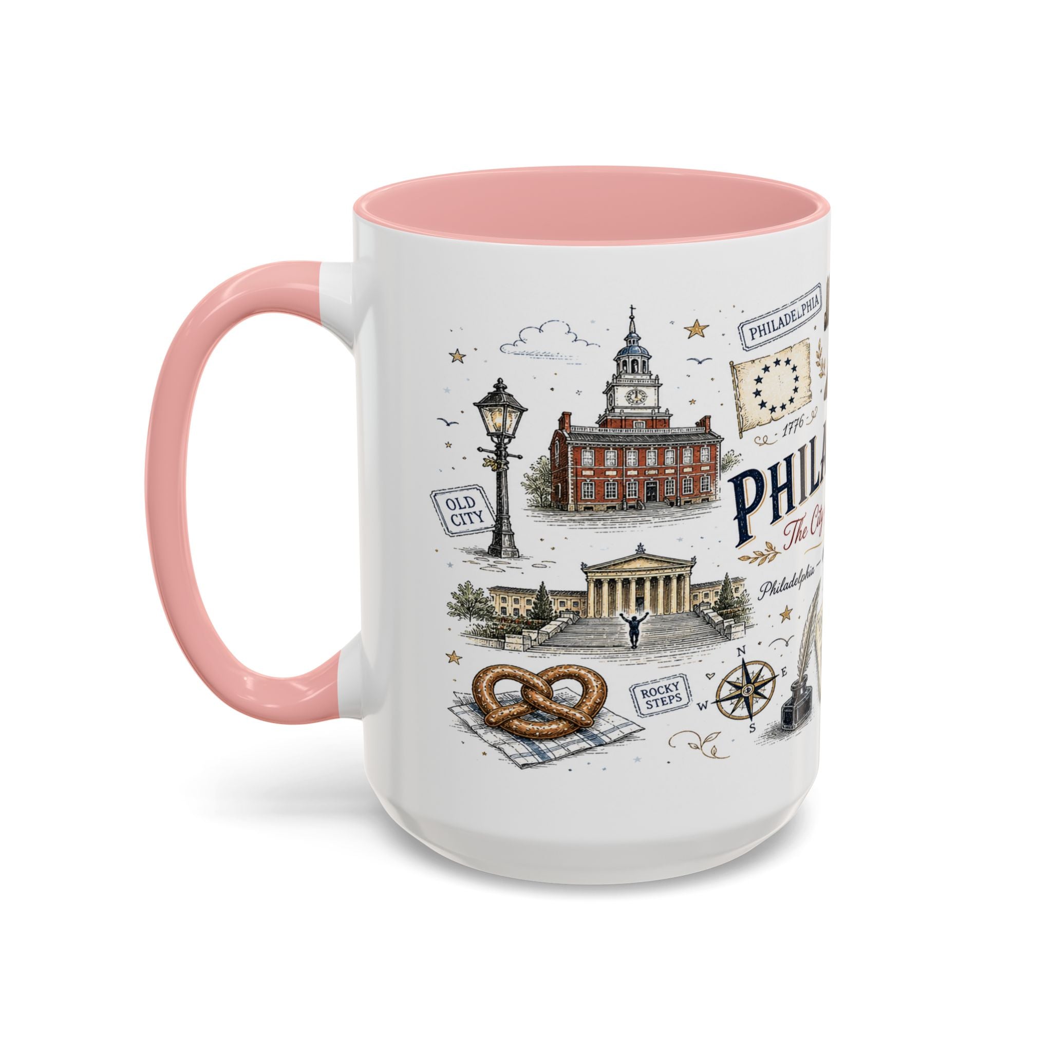Philadelphia Coffee Mug | Pennsylvania Souvenir City Gift | Accent Color Ceramic 11oz 15oz
