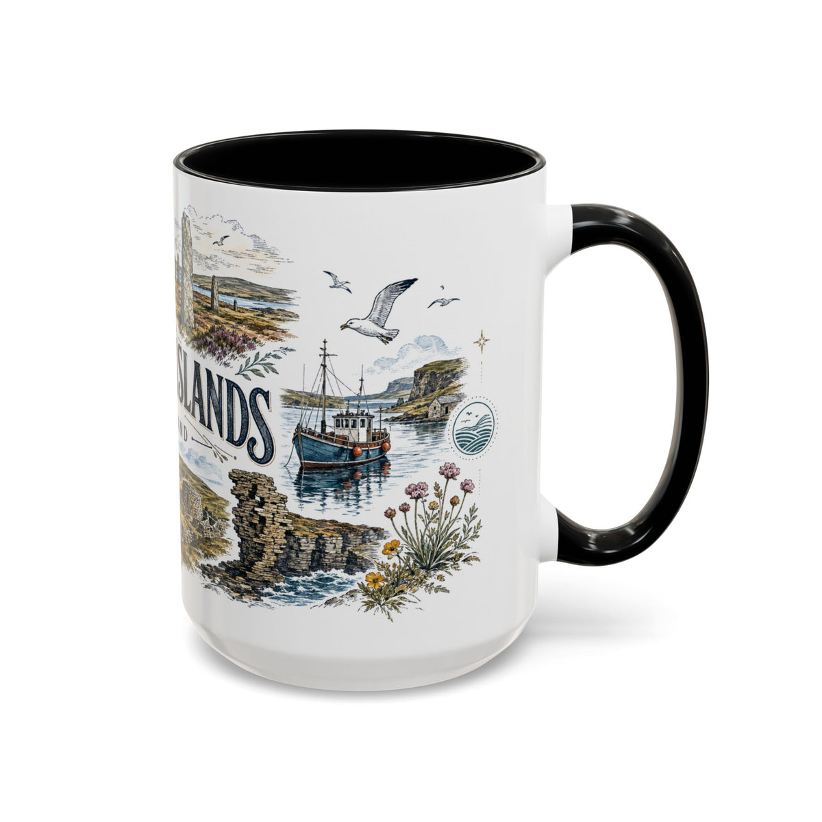 Orkney Islands Mug, Scotland Travel Souvenir, Bucket List Gift, Accent Ceramic Coffee Mug 11oz 15oz