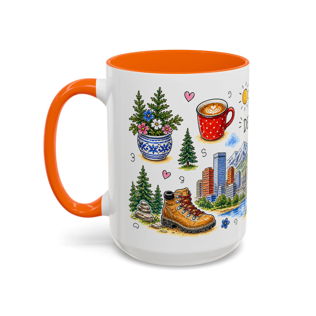 Denver Illustrated Travel Mug | City Souvenir Accent Coffee Mug | 11oz 15oz Ceramic Cup