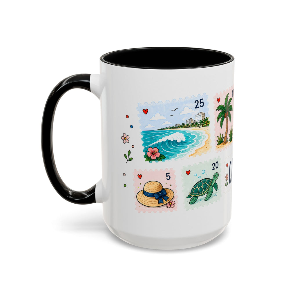 Cancun Coffee Mug | Postage Stamp Collage Mug | Travel Souvenir Accent Cup 11oz 15oz