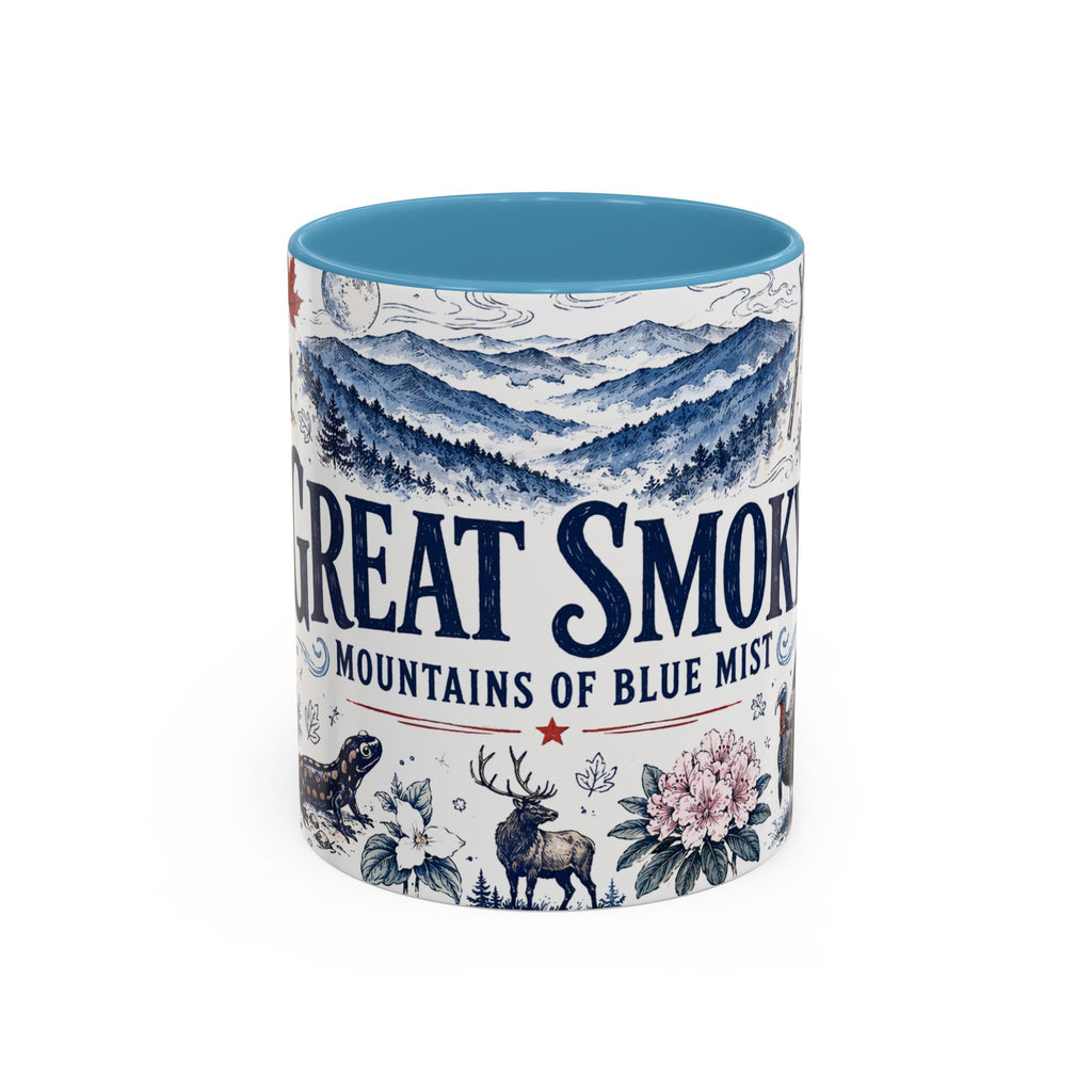 Great Smoky Mountains Coffee Mug | National Park Hiking Gift | Accent Color Ceramic 11oz 15oz