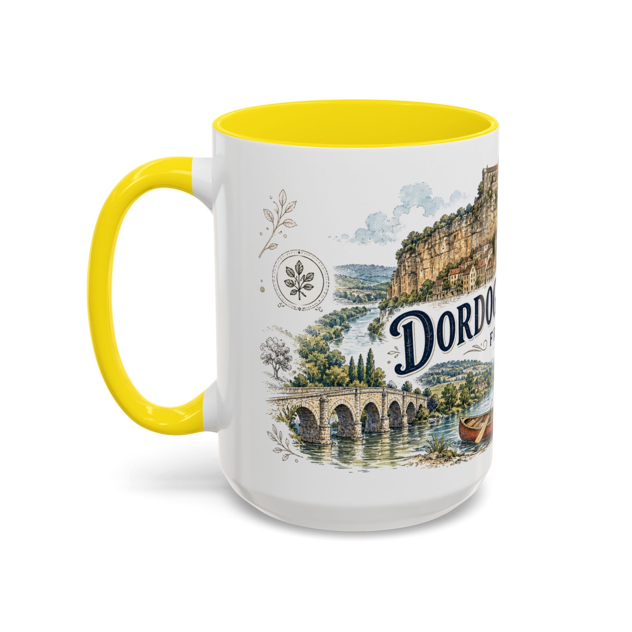 Dordogne Valley Mug, France Travel Souvenir, Bucket List Gift, Accent Ceramic Coffee Mug 11oz 15oz