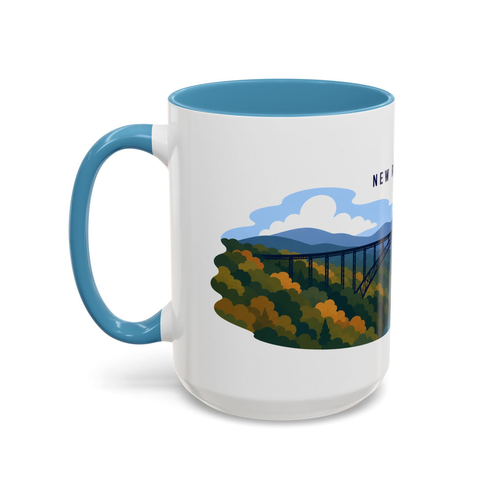 New River Gorge National Park and Preserve Coffee Mug | Solid Color Block Park Souvenir | 11oz 15oz Accent Mug