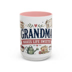 Grandma Makes Life Sweeter Coffee Mug | Gift From Grandkids | Accent Color Ceramic 11oz 15oz