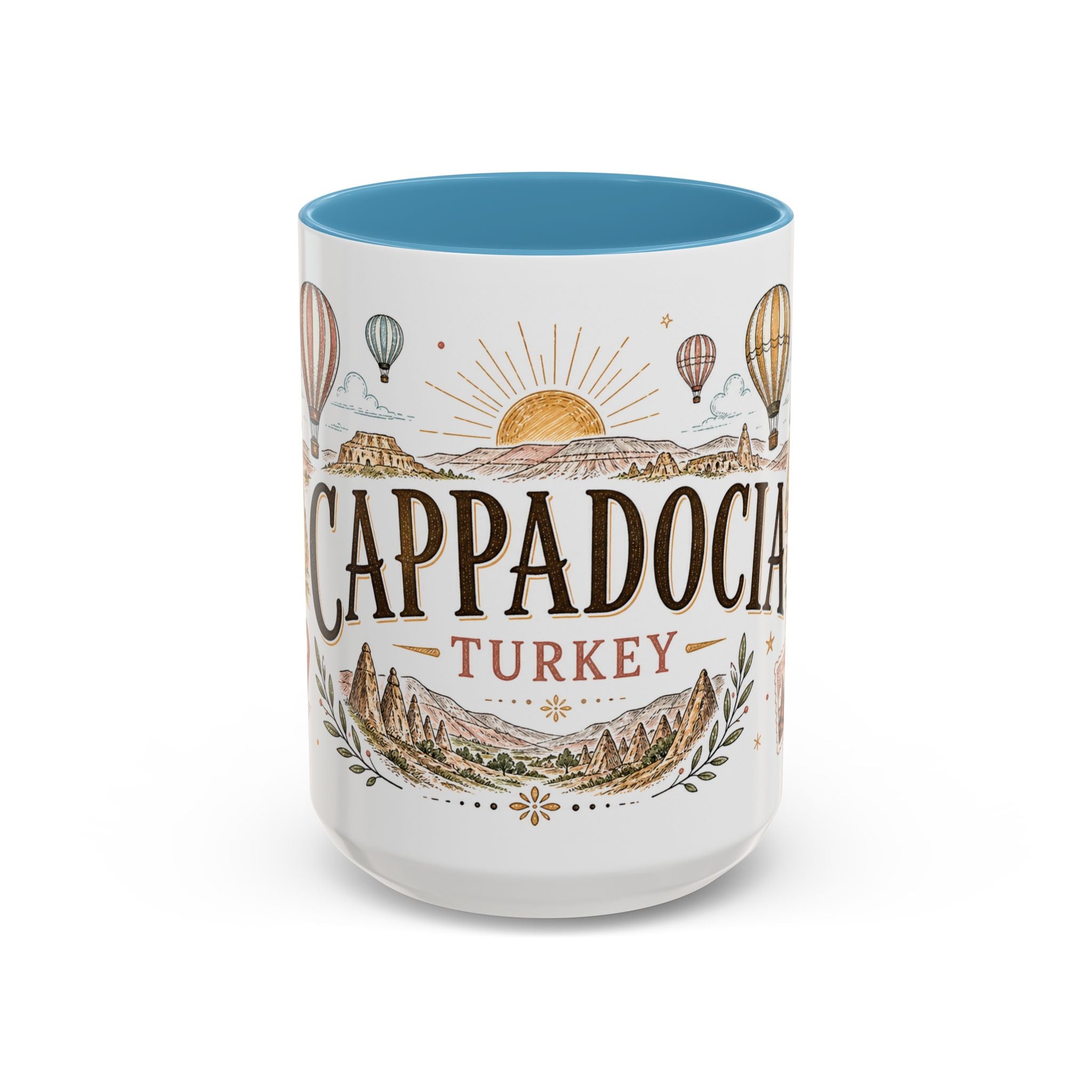 Cappadocia Coffee Mug | Travel Destination Souvenir Gift | Accent Color Ceramic 11oz 15oz