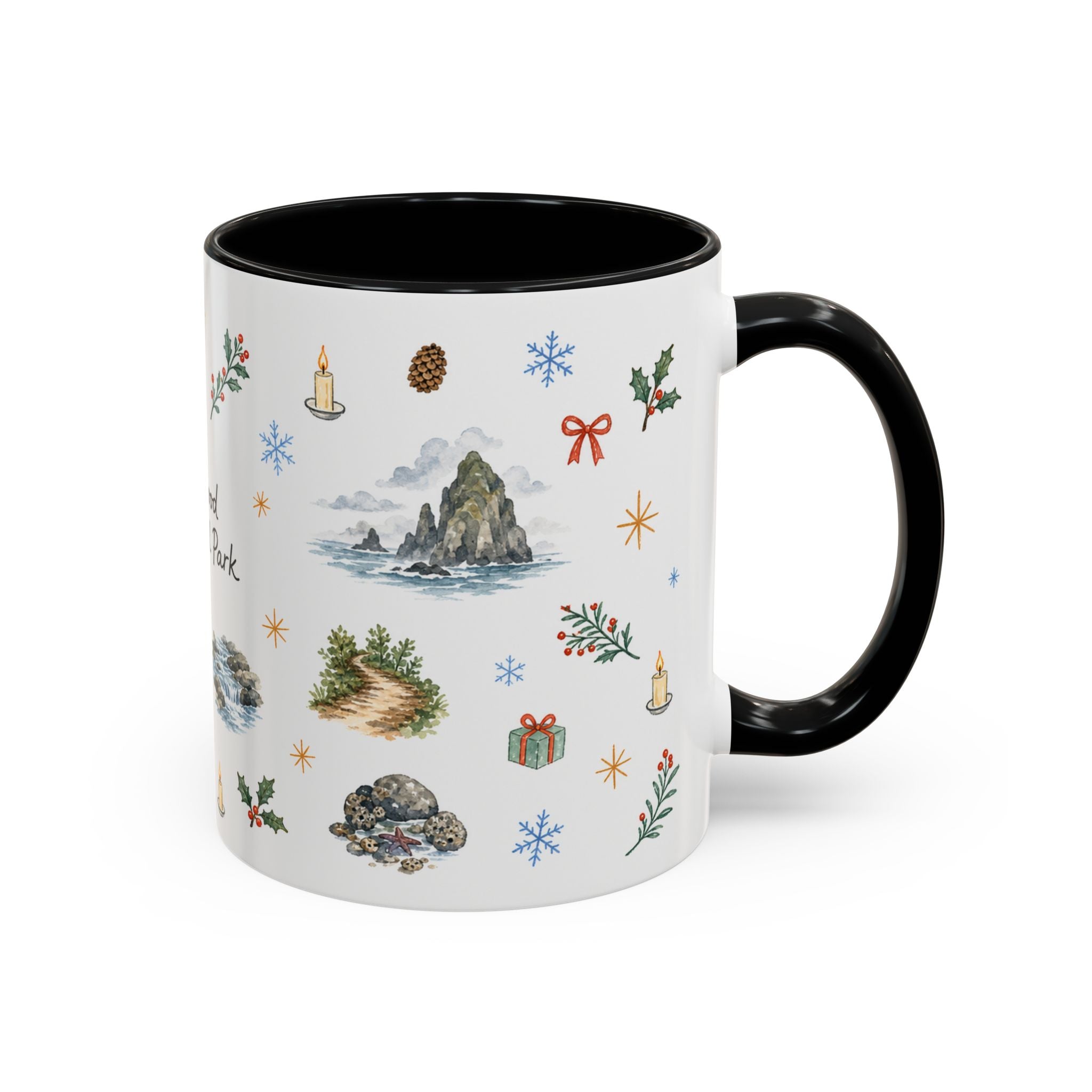 Redwood National Park Christmas Mug | Watercolor Travel Souvenir | Holiday Gift | Accent Ceramic Coffee Cup 11oz 15oz