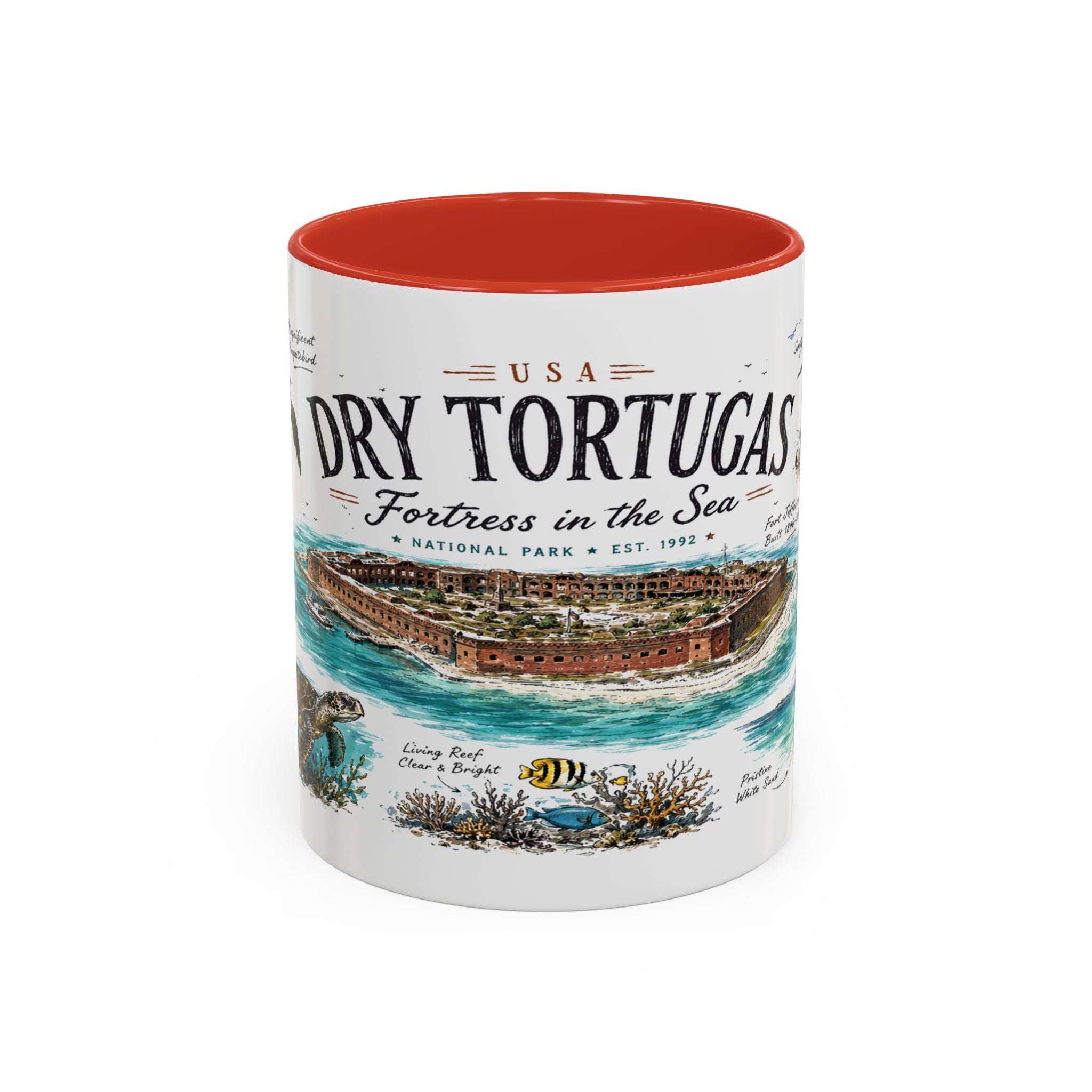 Dry Tortugas National Park Coffee Mug | Florida Island Fort Snorkeling Gift | Accent Color Ceramic 11oz 15oz