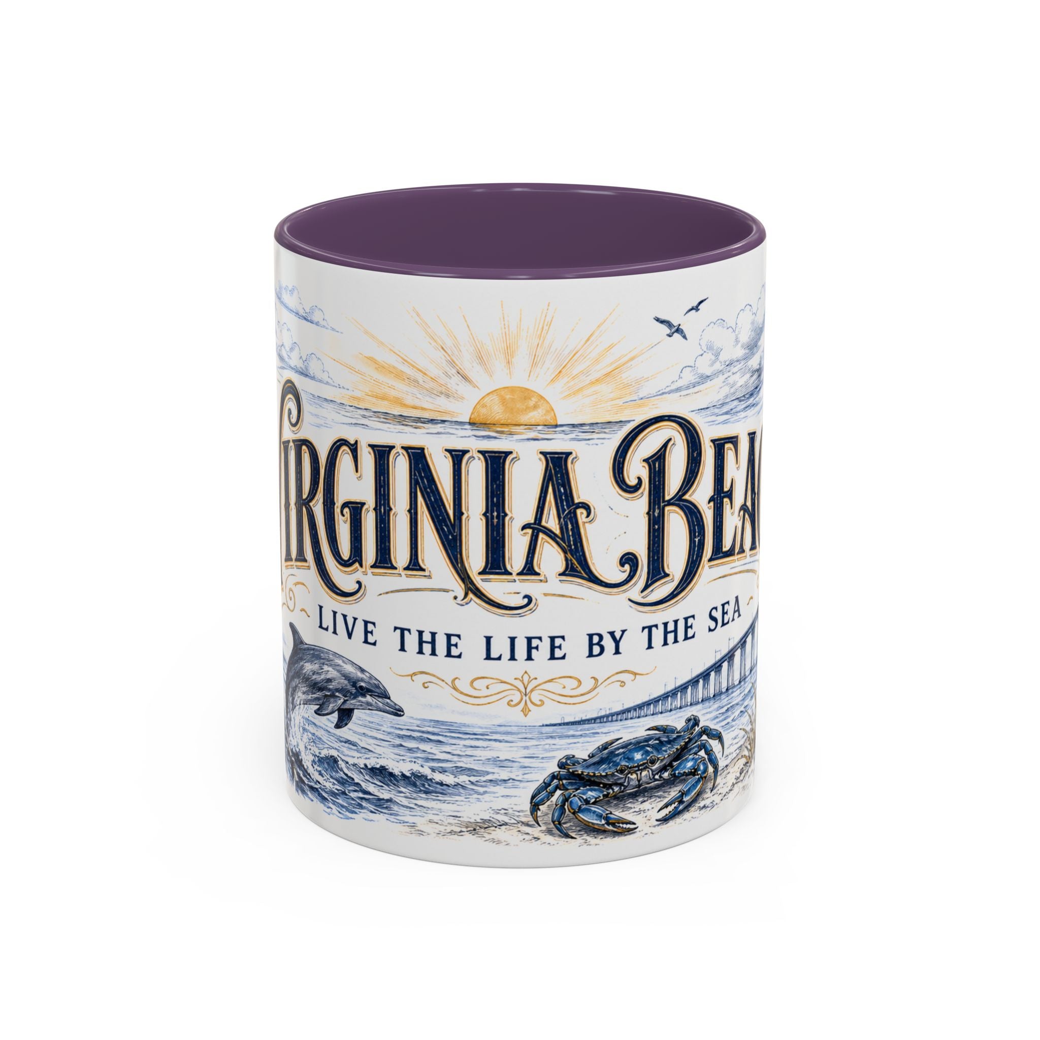 Virginia Beach Coffee Mug | United States Travel Souvenir | Vintage Illustrated City Gift | 11 oz 15 oz Accent Mug