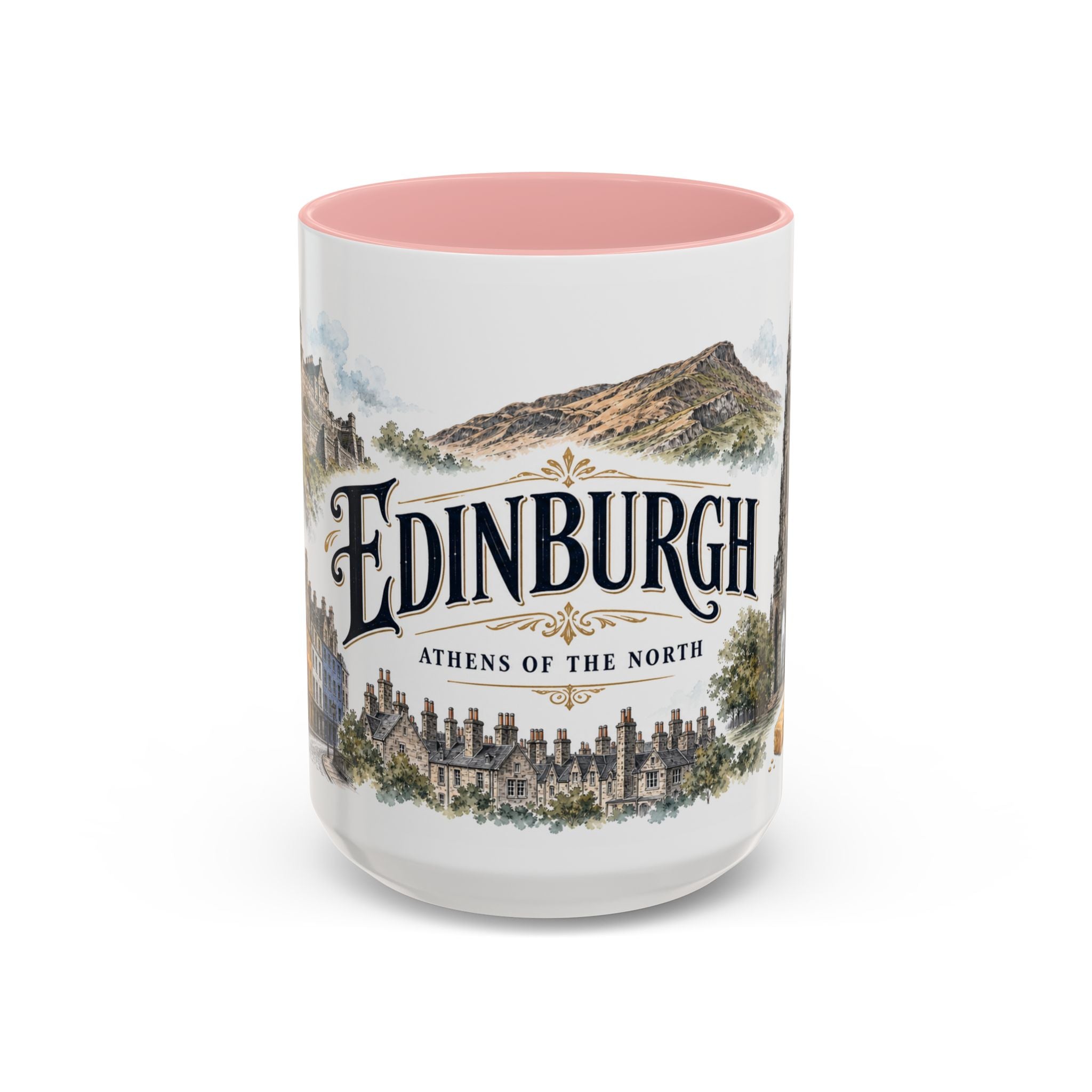 Edinburgh Coffee Mug | United Kingdom Travel Souvenir | Vintage Illustrated City Gift | 11 oz 15 oz Accent Mug