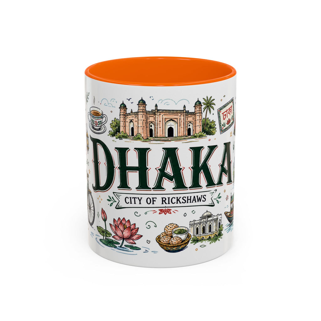 Dhaka Coffee Mug | Bangladesh Souvenir Travel Gift | Accent Color Ceramic 11oz 15oz