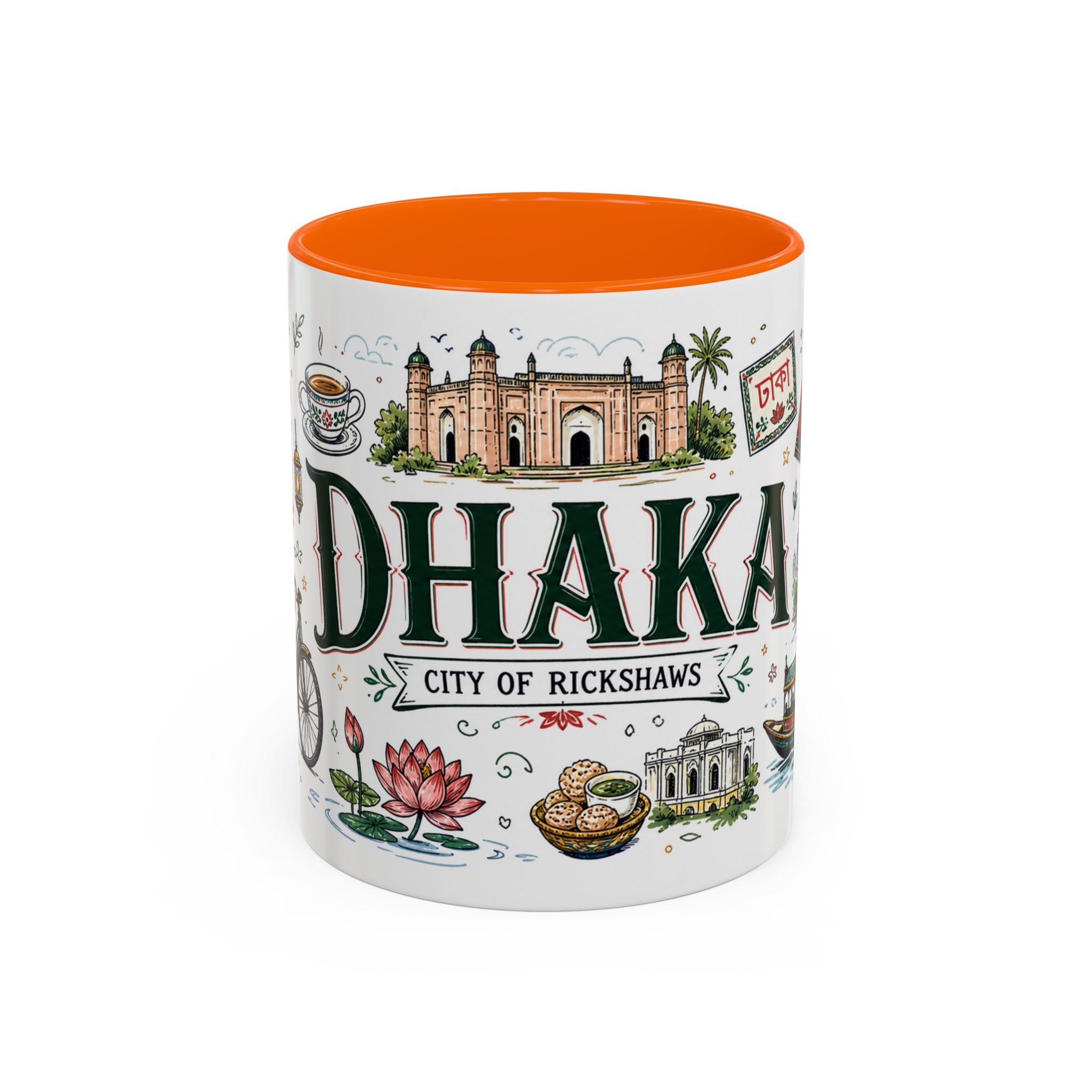 Dhaka Coffee Mug | Bangladesh Souvenir Travel Gift | Accent Color Ceramic 11oz 15oz