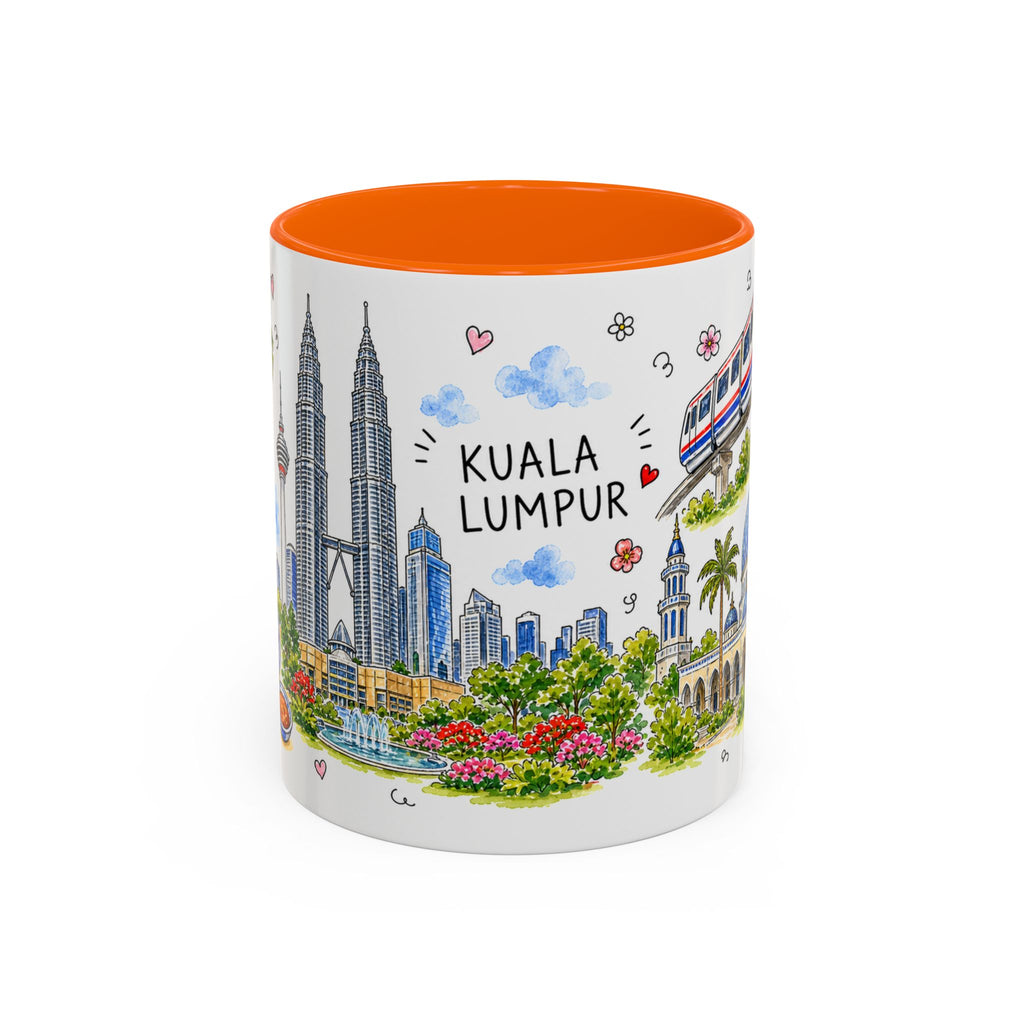 Kuala Lumpur Illustrated Travel Mug | City Souvenir Accent Coffee Mug | 11oz 15oz Ceramic Cup