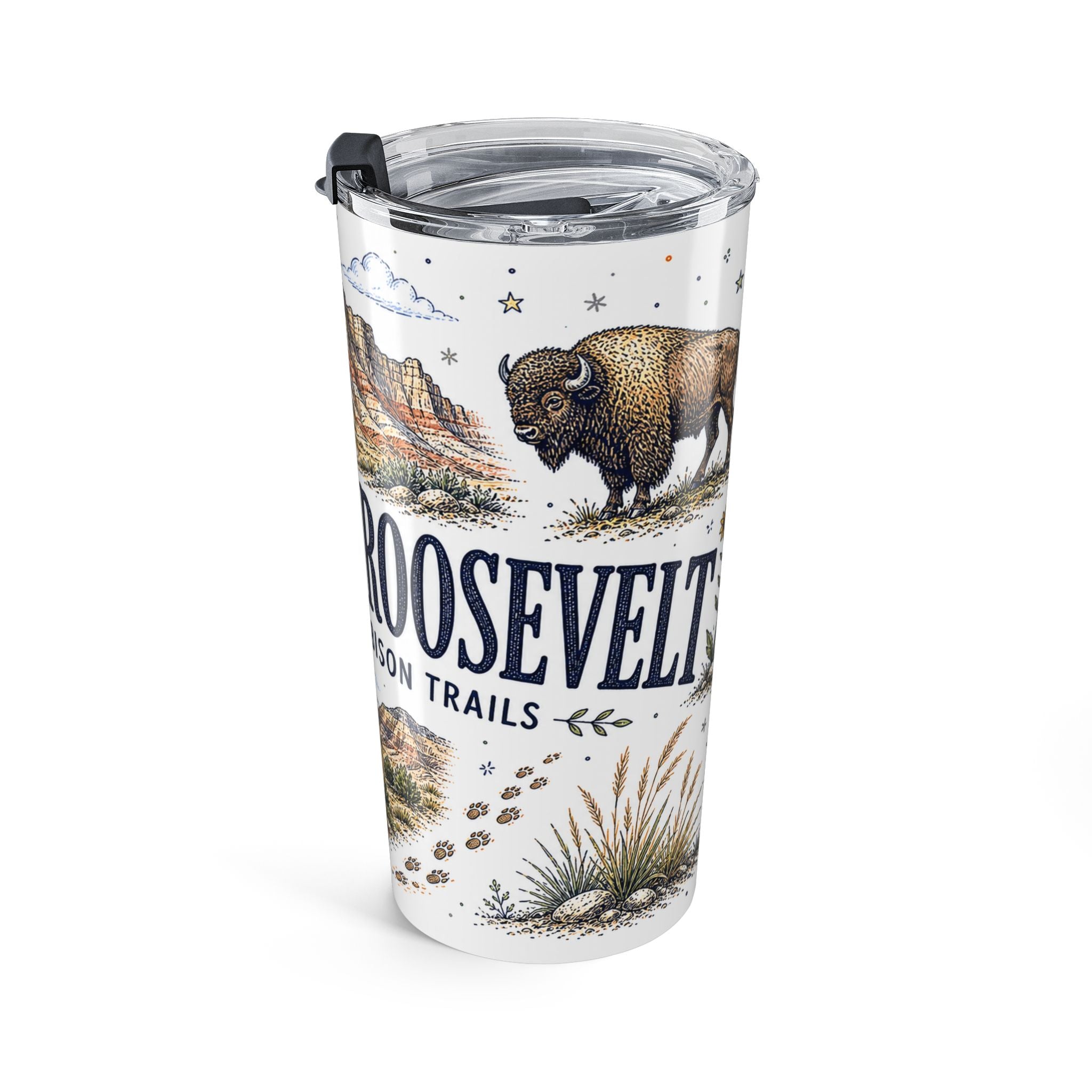 Theodore Roosevelt National Park 20oz Tumbler | North Dakota Badlands Bison Gift | Insulated Stainless Steel Travel Cup