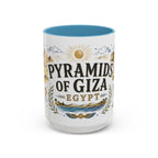 Pyramids of Giza Coffee Mug | Travel Destination Souvenir Gift | Accent Color Ceramic 11oz 15oz