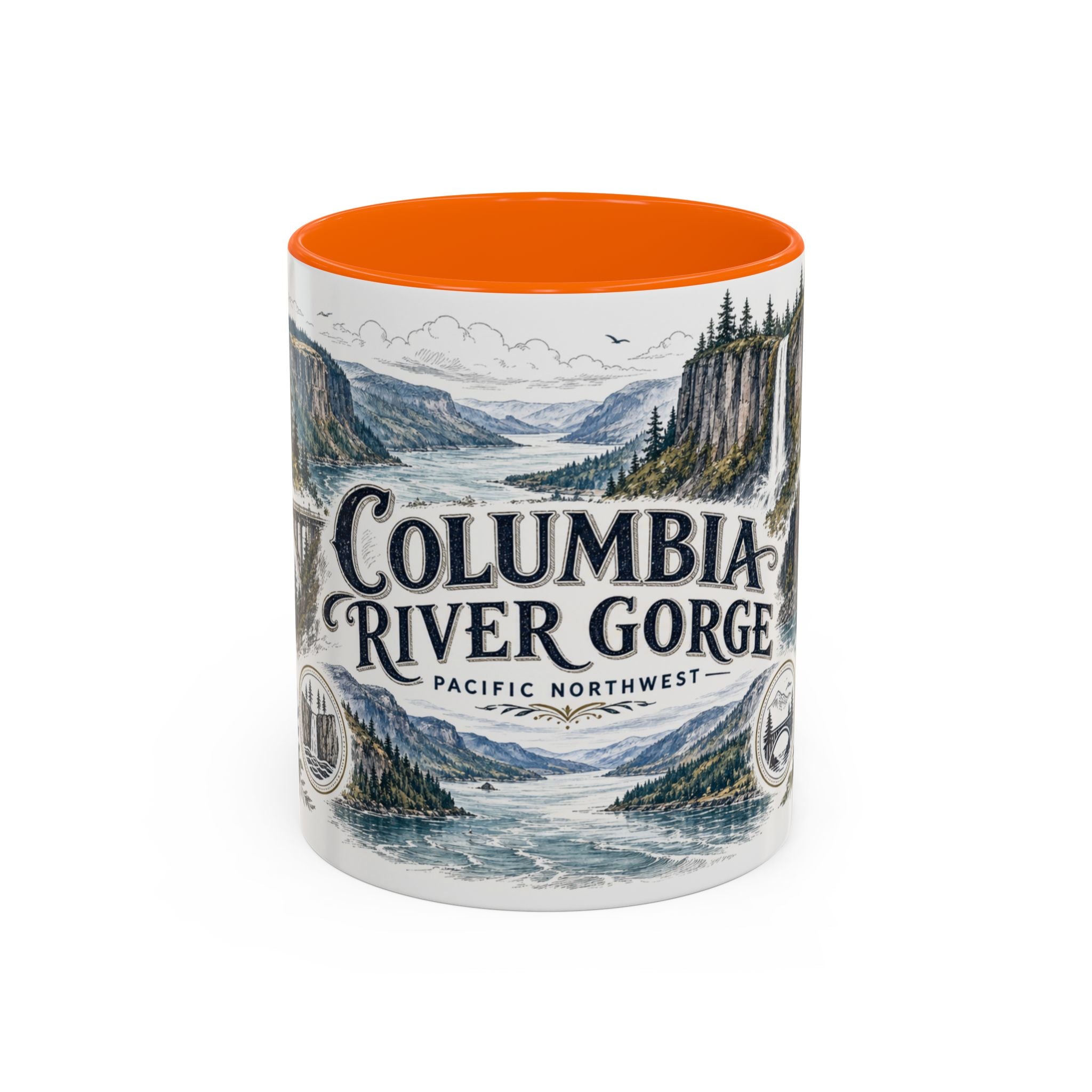 Columbia River Gorge Mug, Pacific Northwest Travel Souvenir, Bucket List Gift, Accent Ceramic Coffee Mug 11oz 15oz