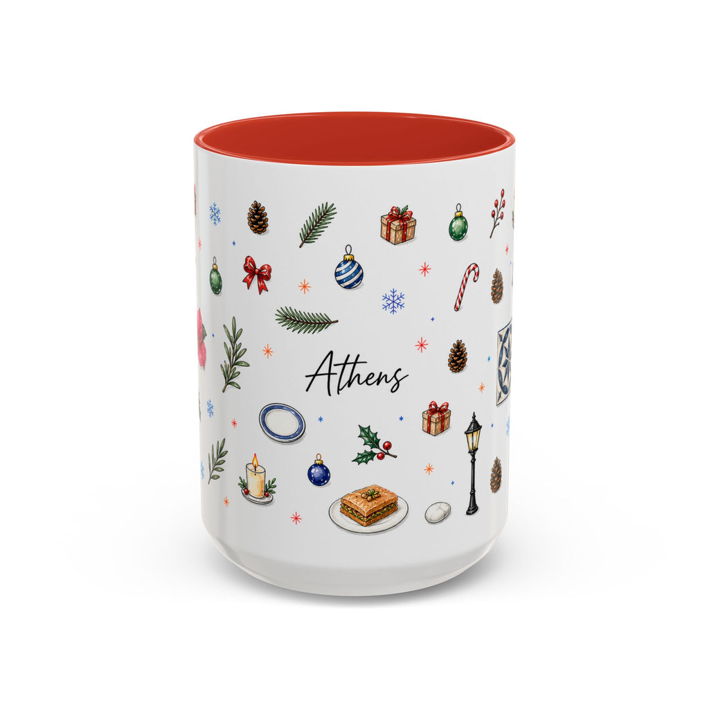 Athens Christmas Mug | Watercolor City Souvenir, Travel Gift (11oz/15oz)