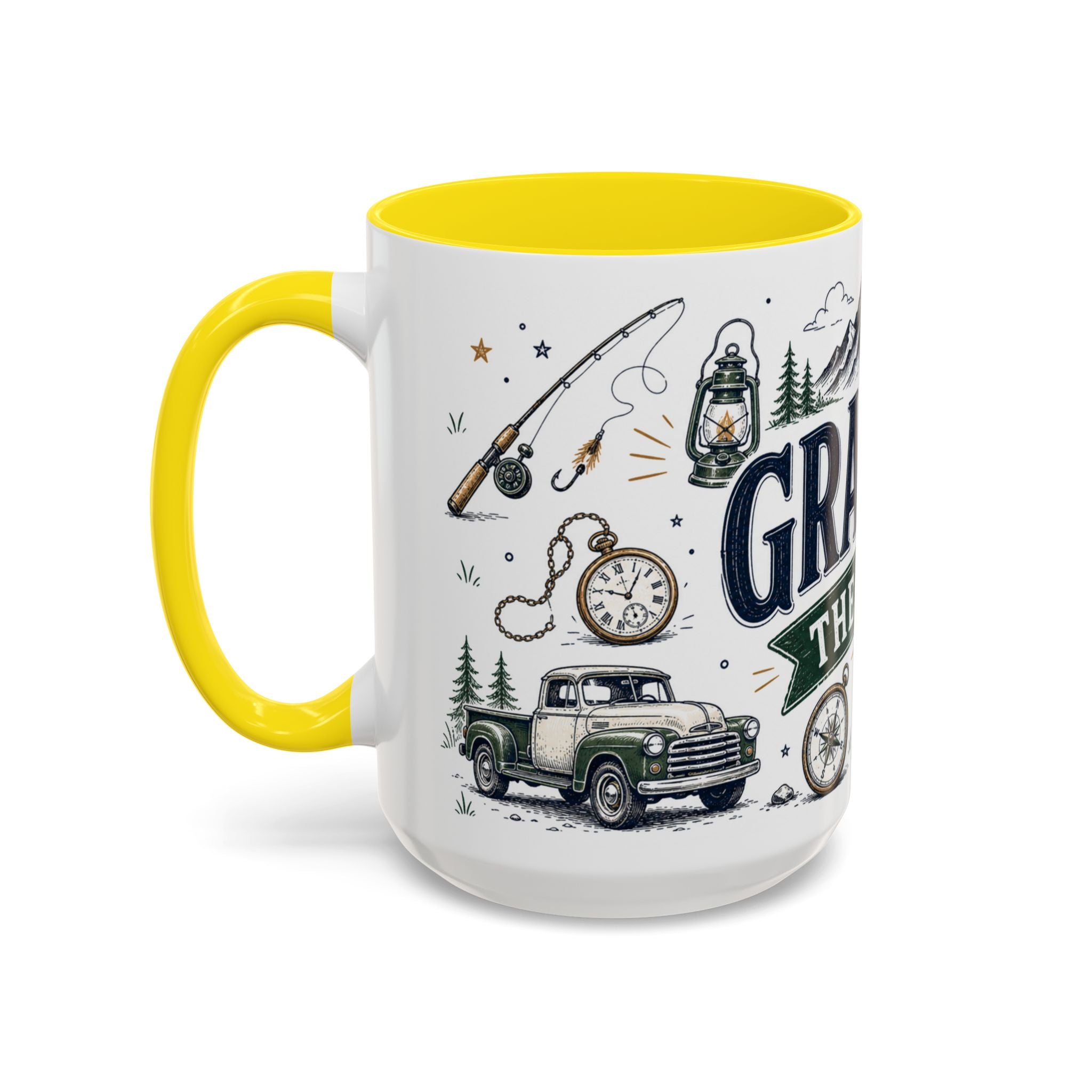 Grandpa The Legend Coffee Mug | Gift From Grandkids | Accent Color Ceramic 11oz 15oz