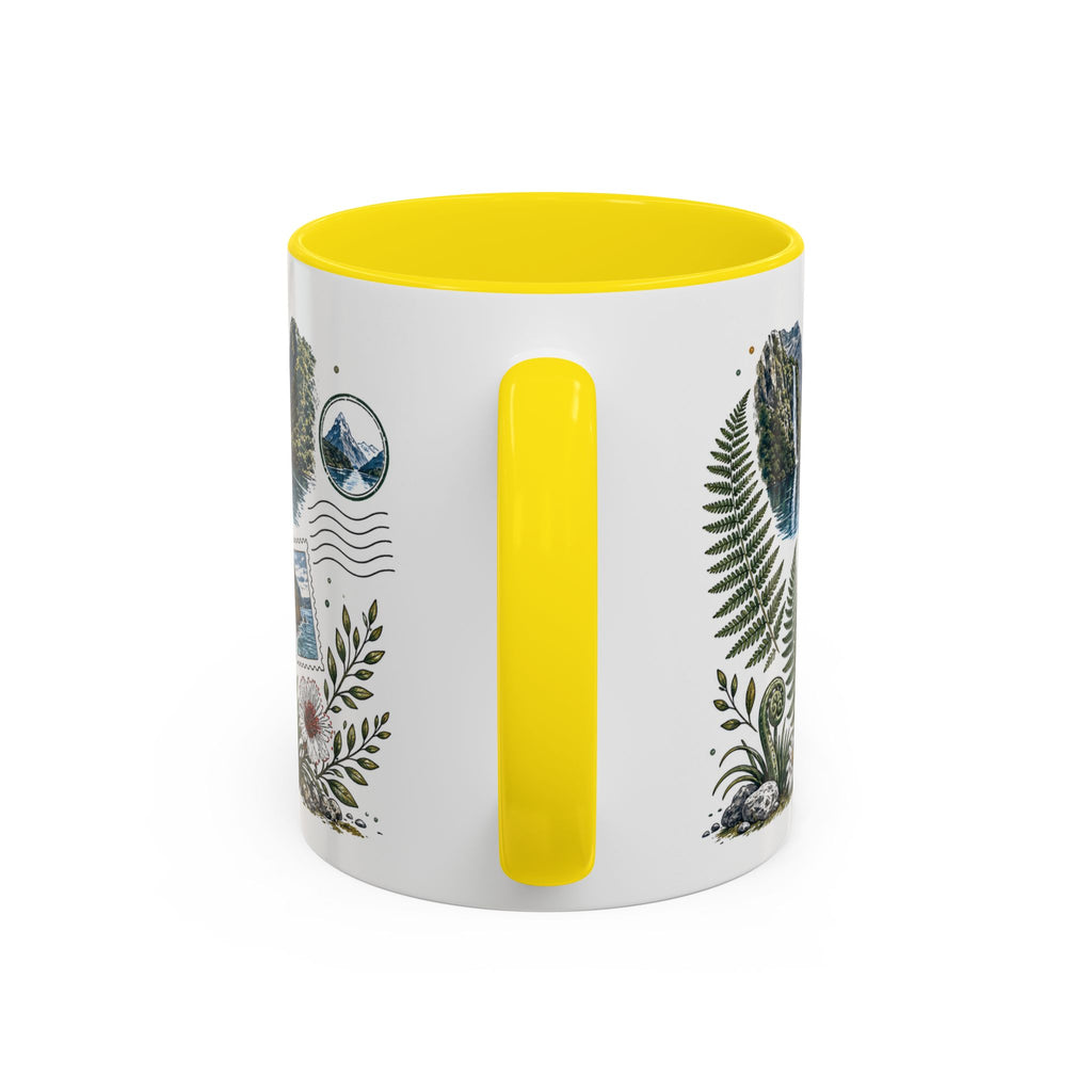 New Zealand South Island Coffee Mug | Travel Destination Souvenir Gift | Accent Color Ceramic 11oz 15oz