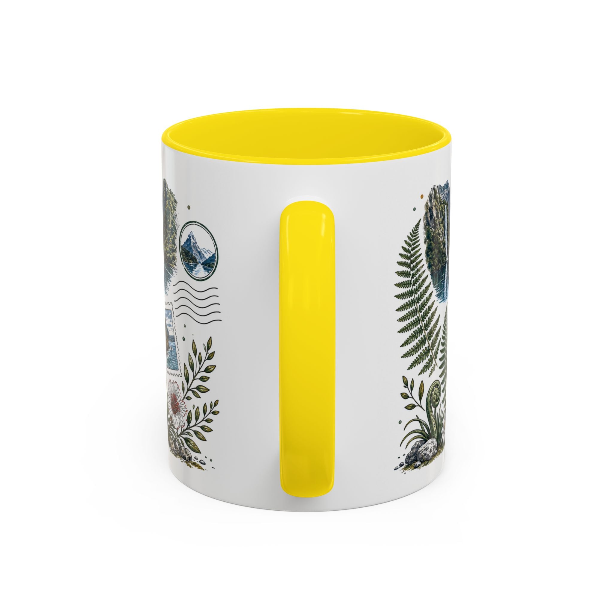 New Zealand South Island Coffee Mug | Travel Destination Souvenir Gift | Accent Color Ceramic 11oz 15oz