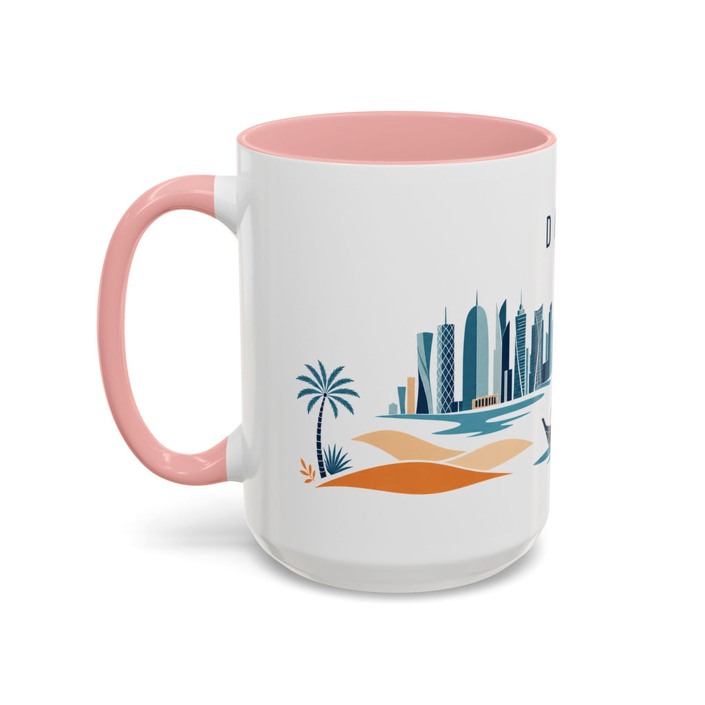 Doha Coffee Mug | Qatar Travel Souvenir | Porcelain Decal City Gift | 11oz 15oz Accent Mug