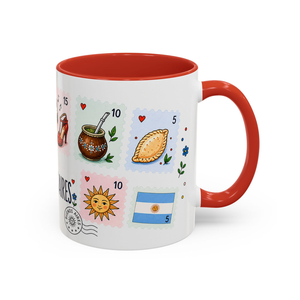 Buenos Aires Coffee Mug | Postage Stamp Collage Mug | Travel Souvenir Accent Cup 11oz 15oz
