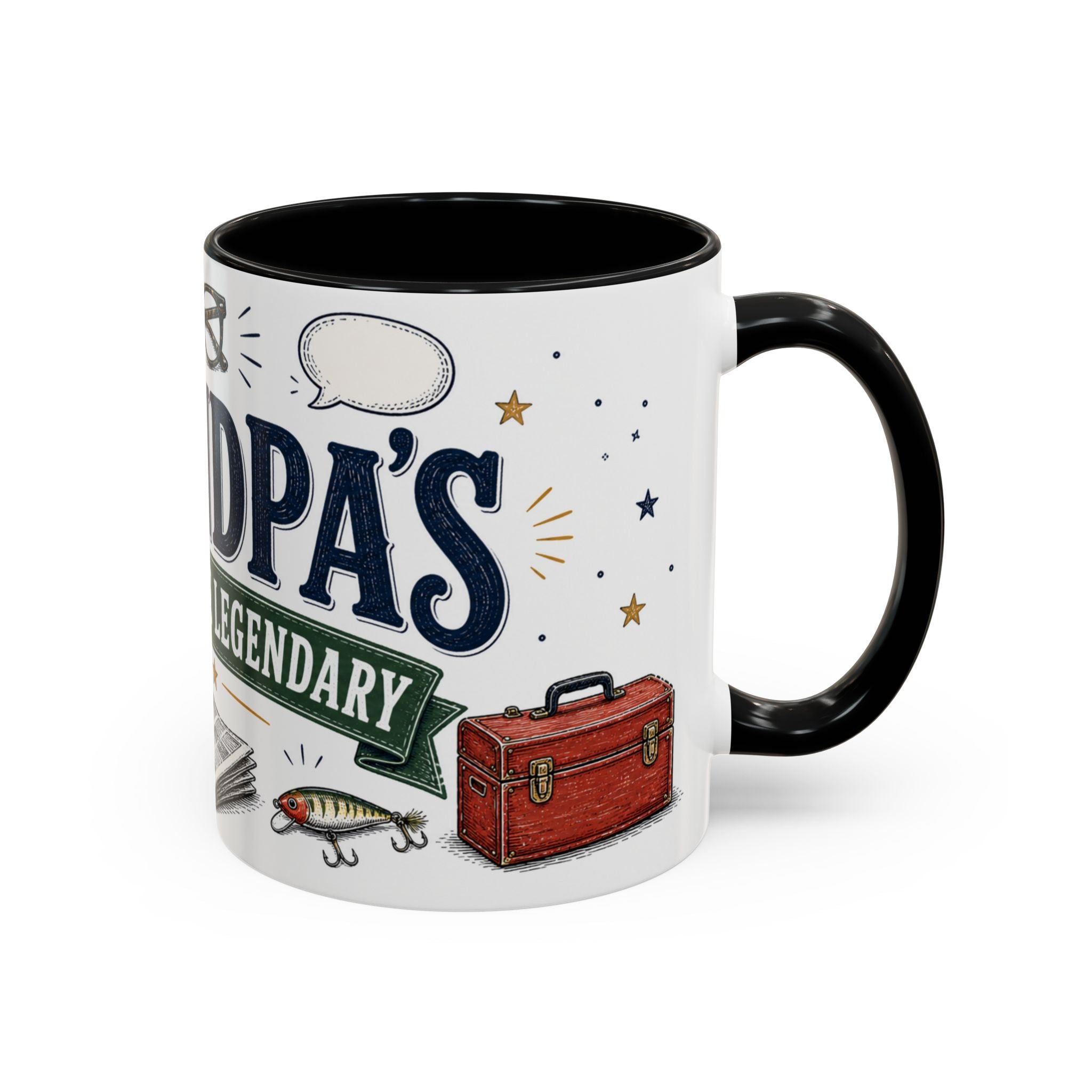 Grandpa's Jokes Are Legendary Coffee Mug | Funny Gift From Grandkids | Accent Ceramic 11oz 15oz