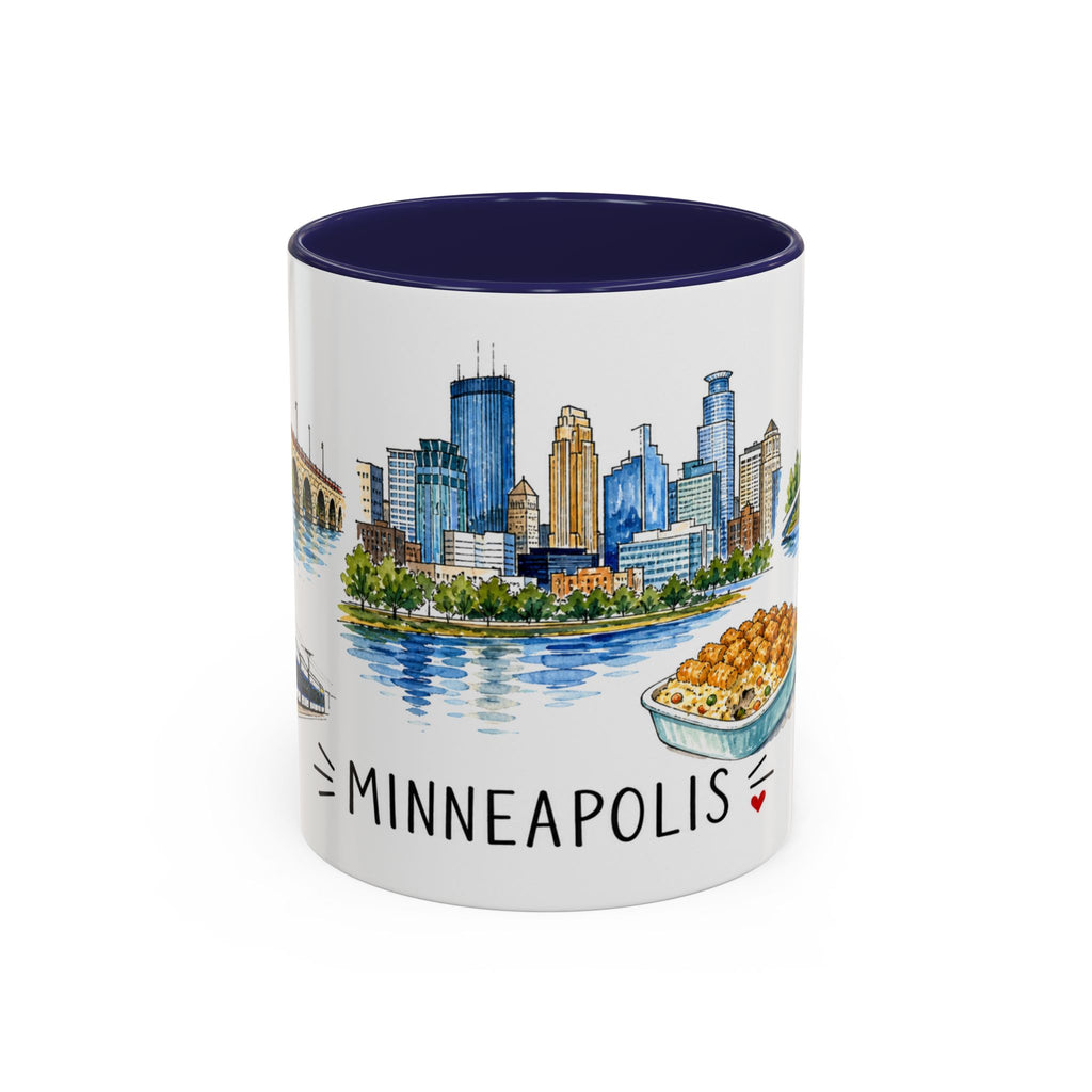 Minneapolis Illustrated Travel Mug | City Souvenir Accent Coffee Mug | 11oz 15oz Ceramic Cup